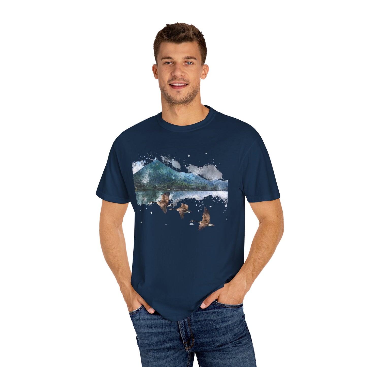 Geese Wildlife Adventure Tee Unisex Garment-Dyed T-shirt, Boho Nature Tee, Camping Shirt, Adventure Apparel, Gift for Wilderness Lovers