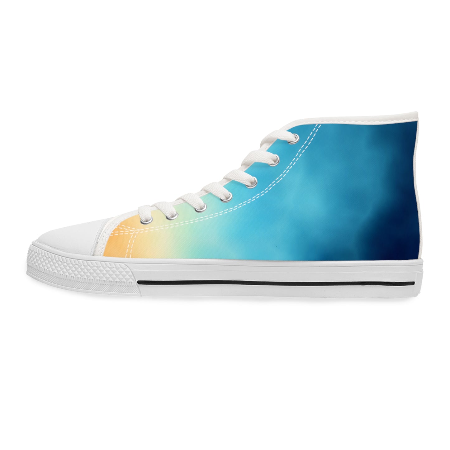 Blue Ombre Vibrant Gradient High Top Sneakers for Women, Trendy Footwear, Casual Style, Colorful Sneakers, Perfect for Spring, Summer Fashion