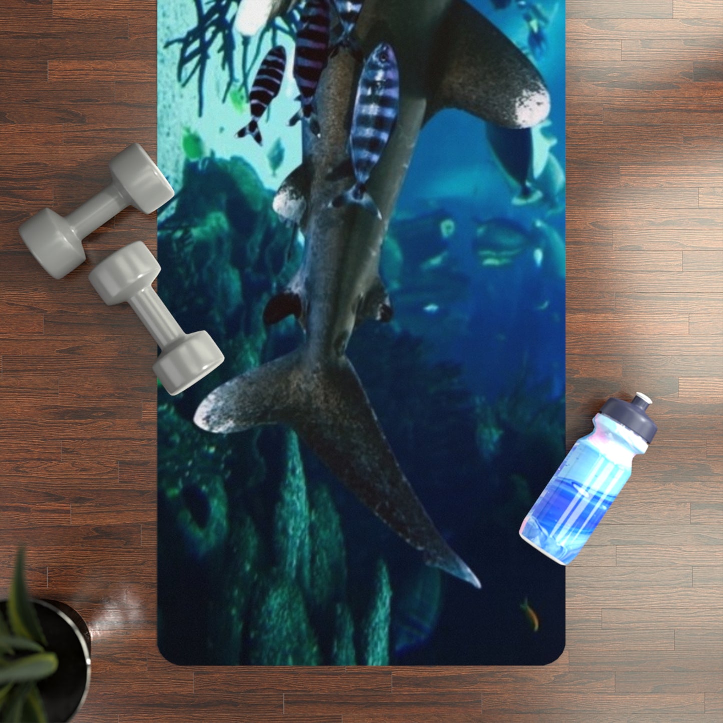 Shark Ocean-Inspired Rubber Yoga Mat for Mindfulness, Fitness, Eco-Friendly Exercise, Home Workouts, Gift for Yogis