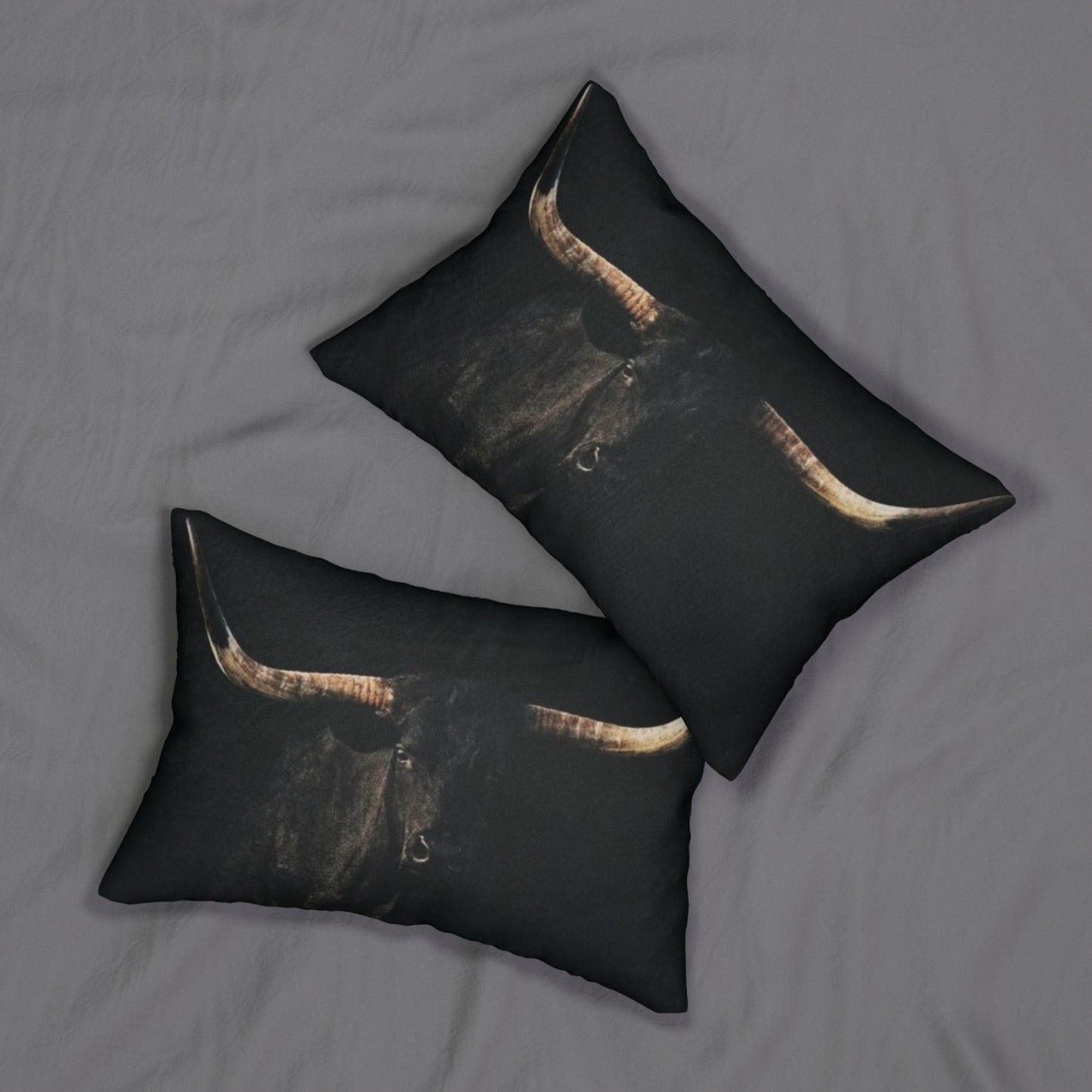 Rustic Bull Lumbar Pillow, Farmhouse Decor, Cozy Home Accent, Unique Gift for Animal Lovers, Boho Cushion