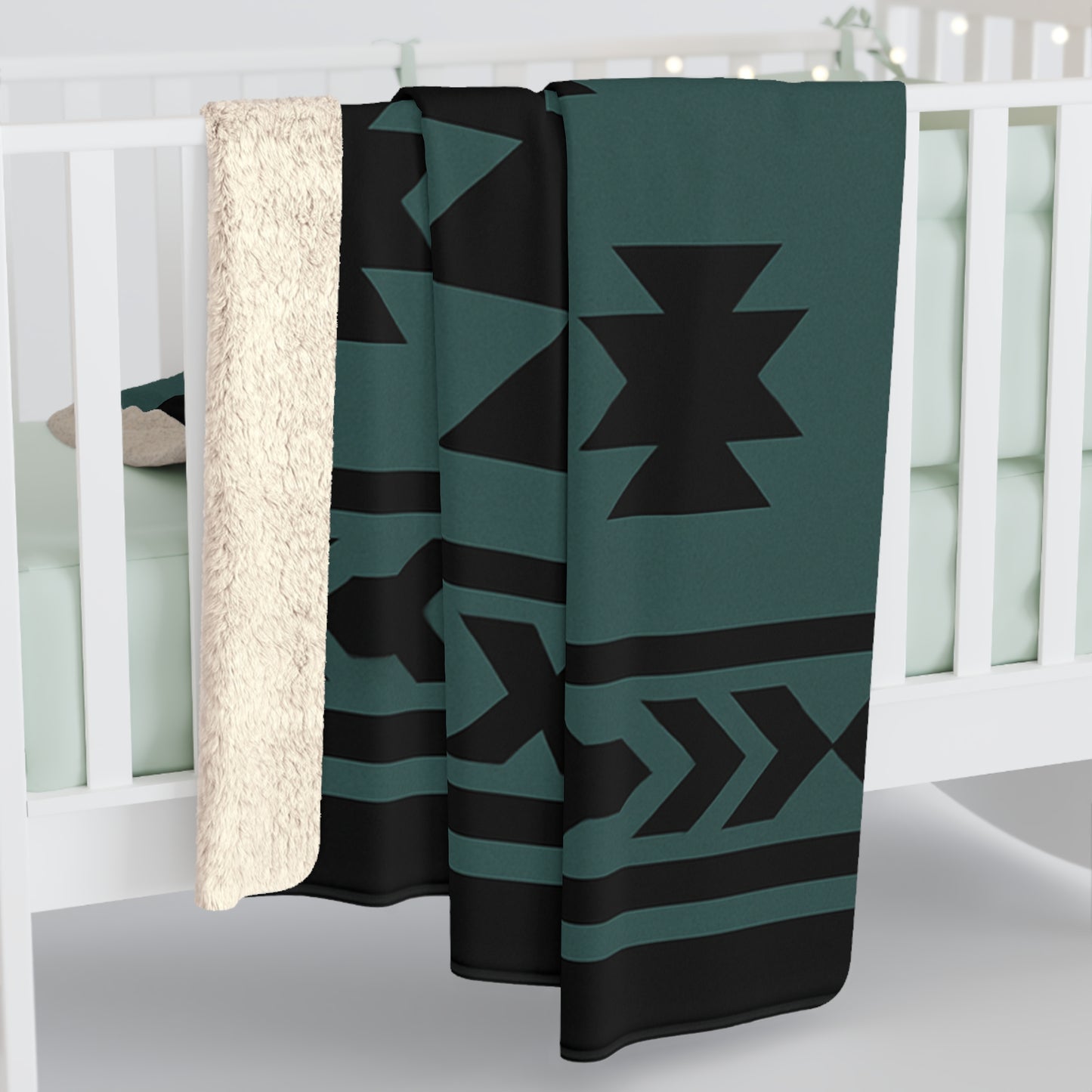 Tate Sherpa Fleece Blanket - Modern Tribal Design, Perfect for Home Decor, Gift for Him/Her, Winter Warmth, Beach Blanket