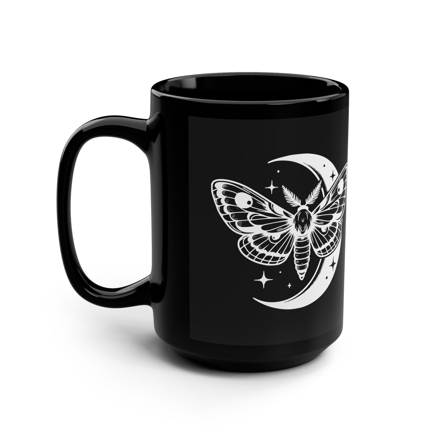 Mystical Butterfly Mug - 15oz Black Coffee Cup with Lunar Design, Perfect Gift for Witchy Vibes, Home Decor, Halloween