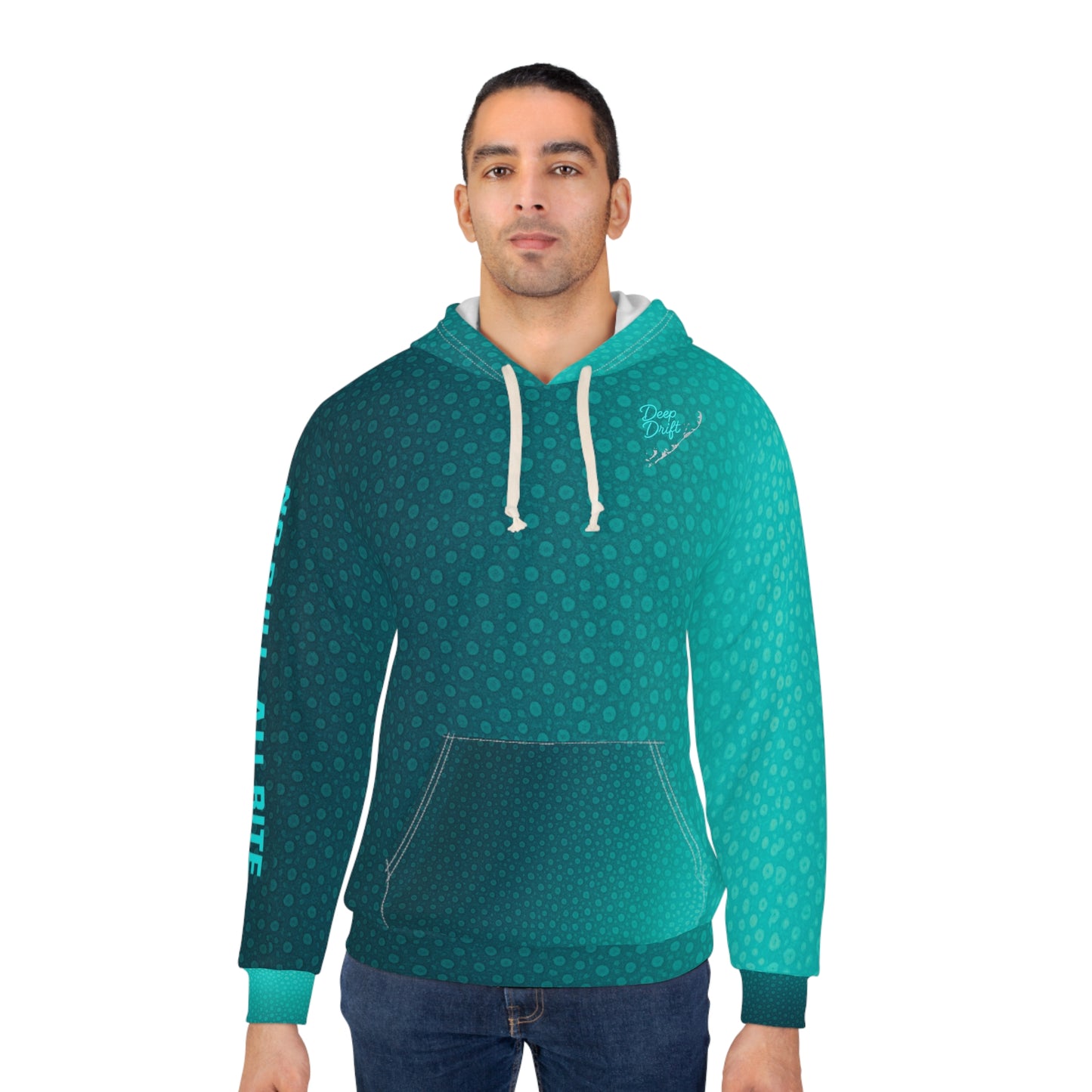 Teal Spotted Fishing Hoodie — Deep Drift Fishing, Hooked Horizon Co. Neon Ombre Pullover