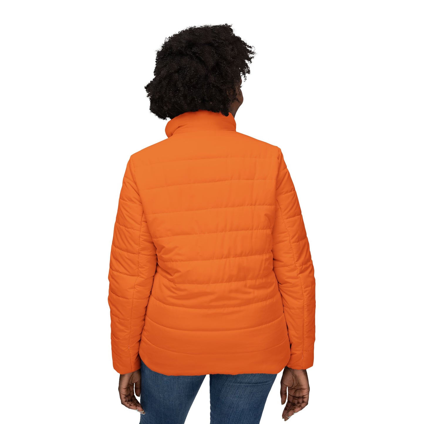 Orange Double Mountain Stylish Women’s Puffer Jacket, Cozy Outerwear for Winter, Perfect Gift for Her, AOP Jacket for Everyday Wear, Warm Fashion Statement