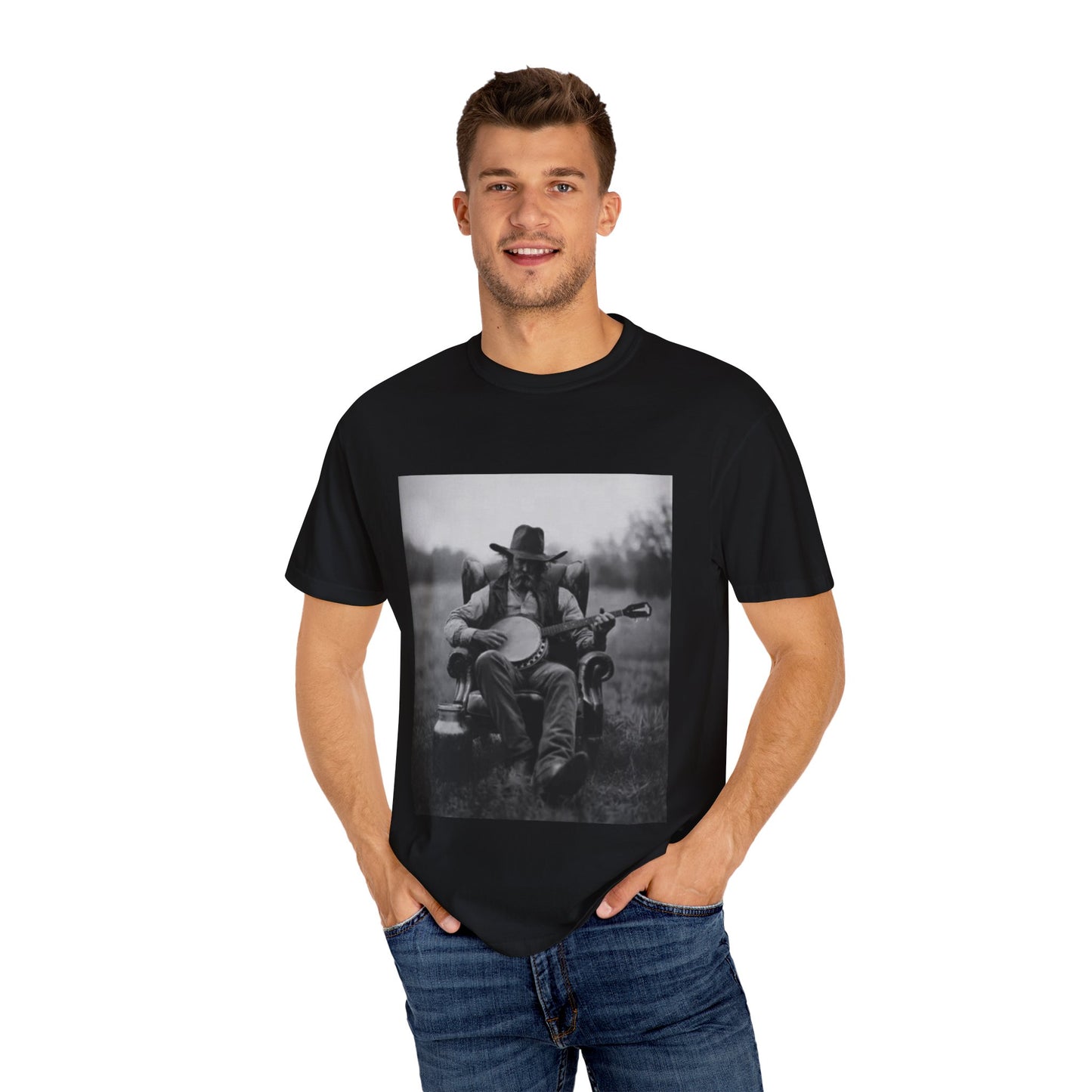Outlaw Heritage Tee Unisex Garment-Dyed T-shirt, Black & White, Vintage Western, Western lover gifts