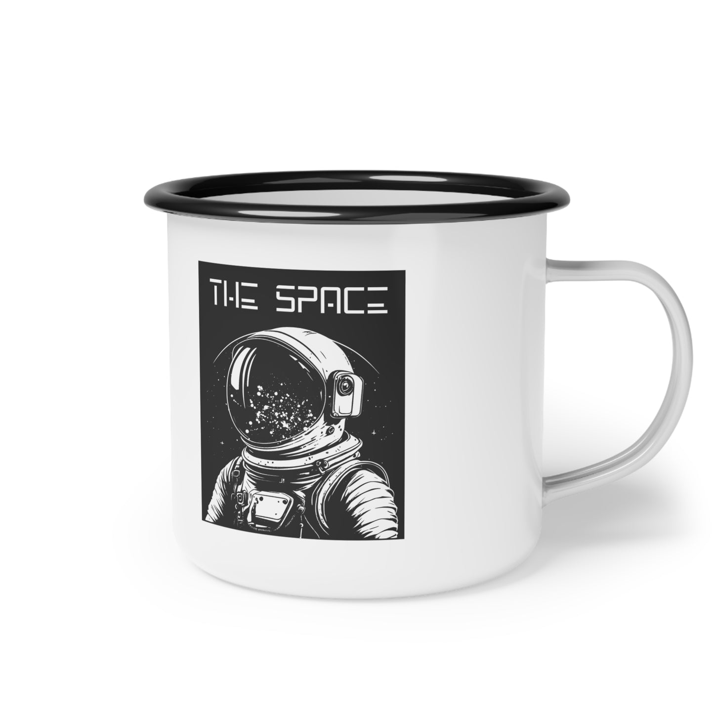 Astronaut Enamel Camp Cup Perfect for Space Lovers Camping, Outdoor Adventures space design