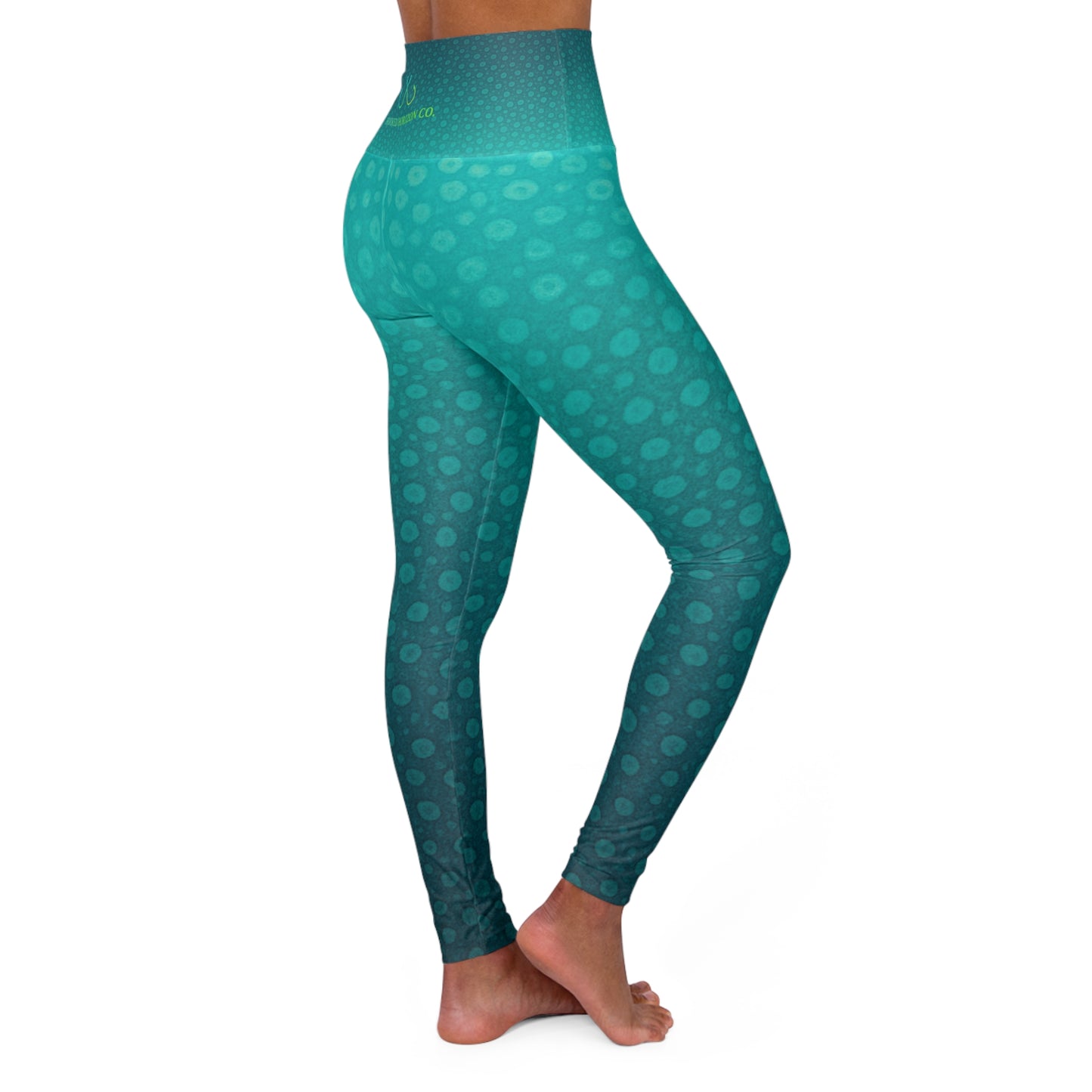 Teal Green Speckled & Spotted Hooked Horizon Co Fishing Tee High Waisted Yoga Leggings, Hooked Horizon Co, Deep Drift- Purple, Comfortable Activewear, Fitness Pants, Ideal for Gym, Yoga, and Weekend Brunch