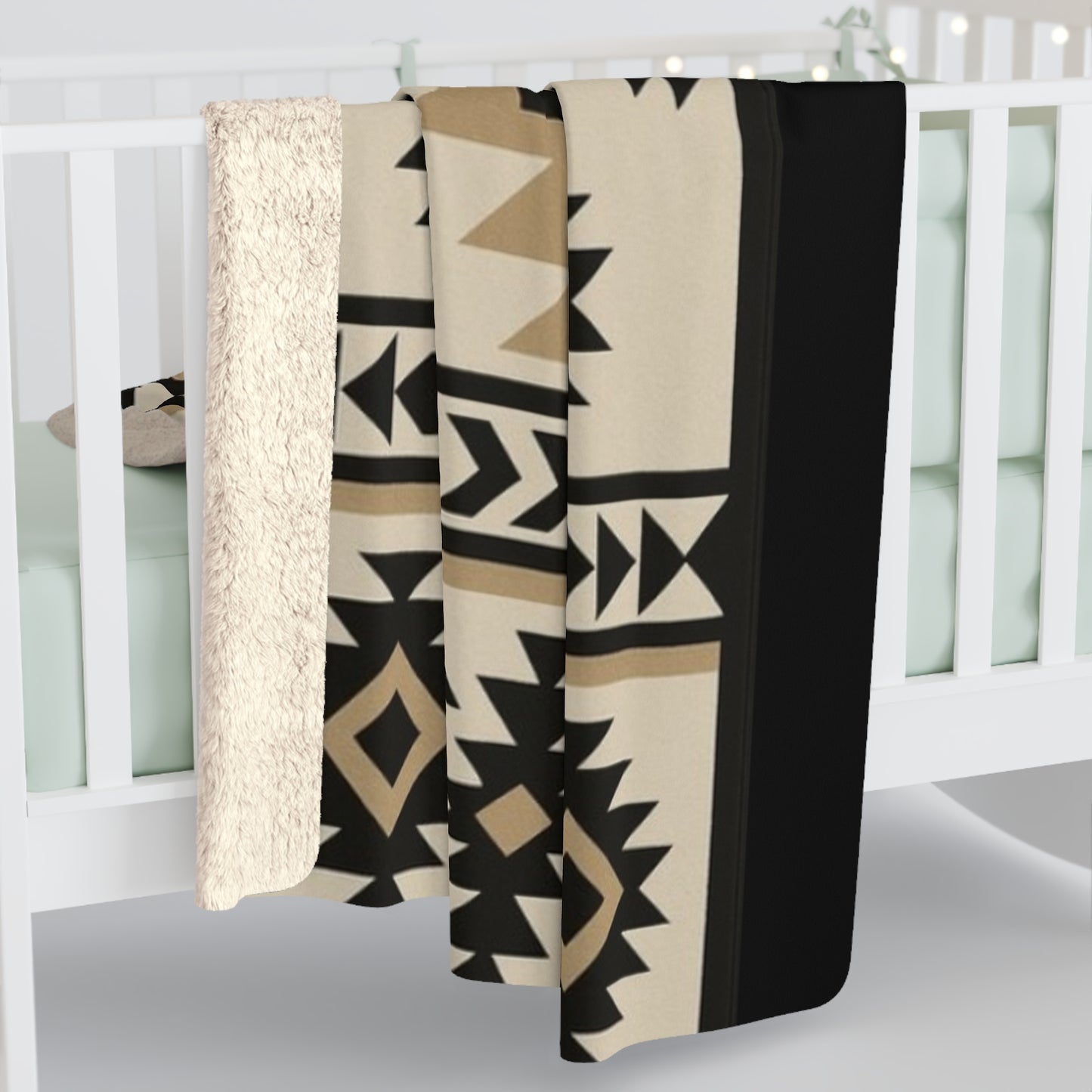 Wanda Sherpa Fleece Blanket - Modern Tribal Design, Perfect for Home Decor, Gift for Him/Her, Winter Warmth, Beach Blanket