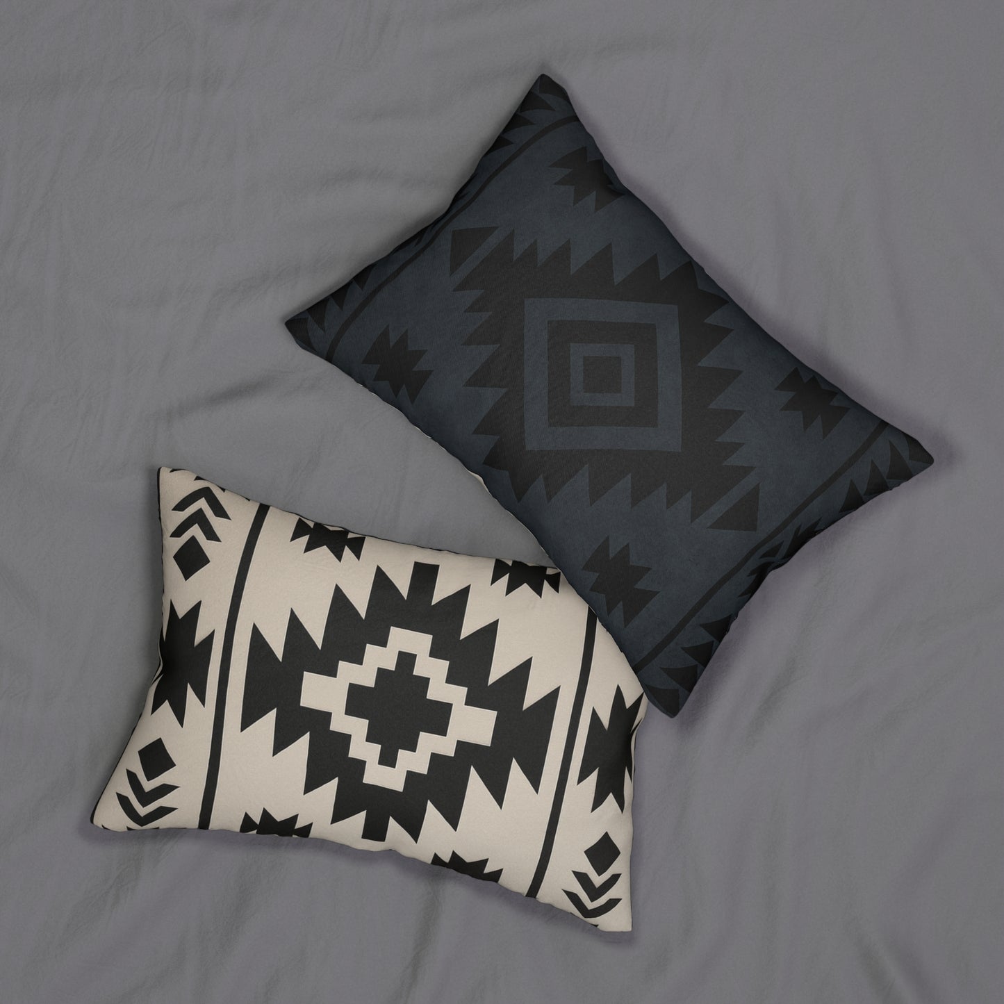 2 In 1 Black & Tan, Black & Blue Western Pattern Lumbar Pillow, Farmhouse Decor, Cozy Home Accent, Unique Gift for Animal Lovers, Boho Cushion