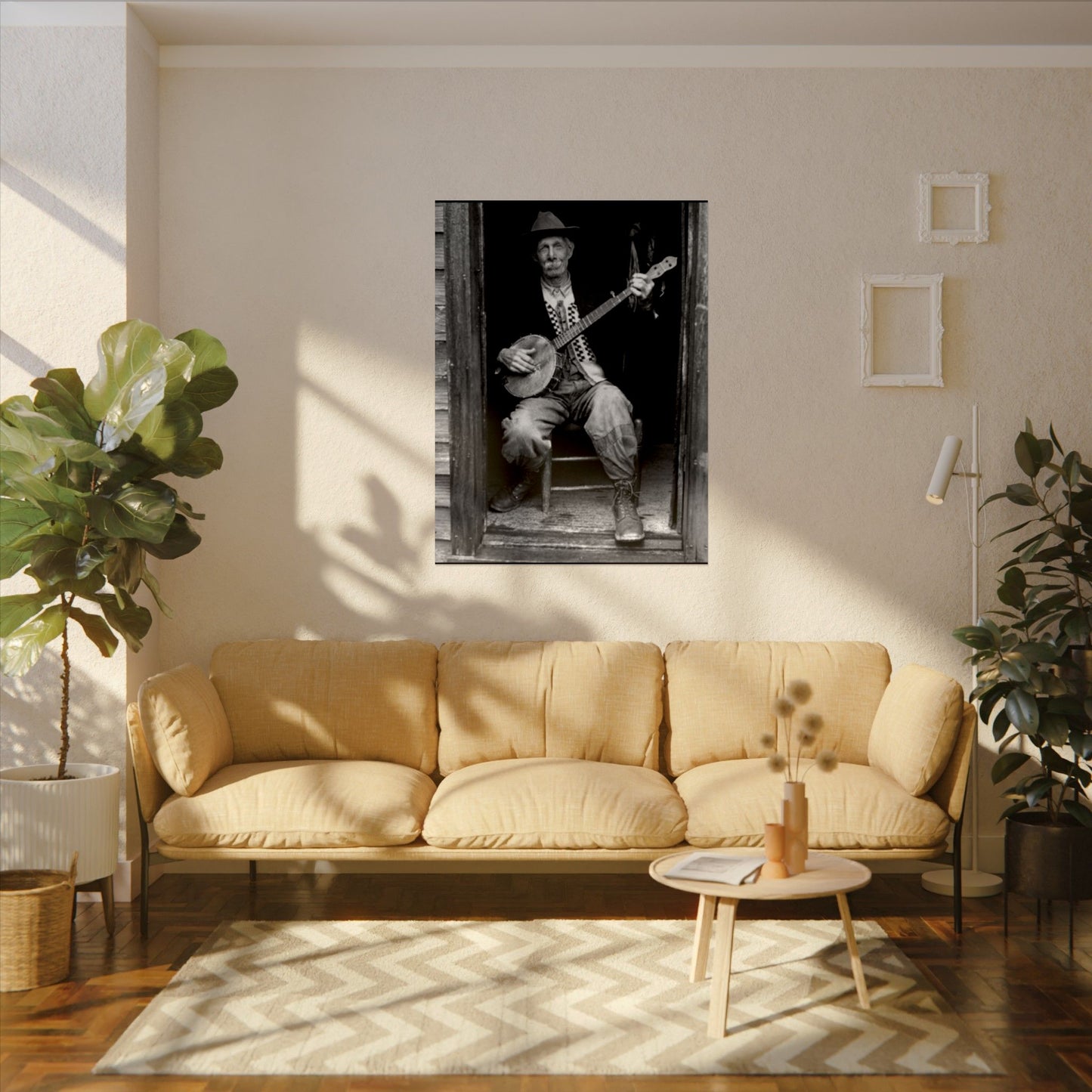 Strings In The Still – Western Textured Watercolor Matte Posters