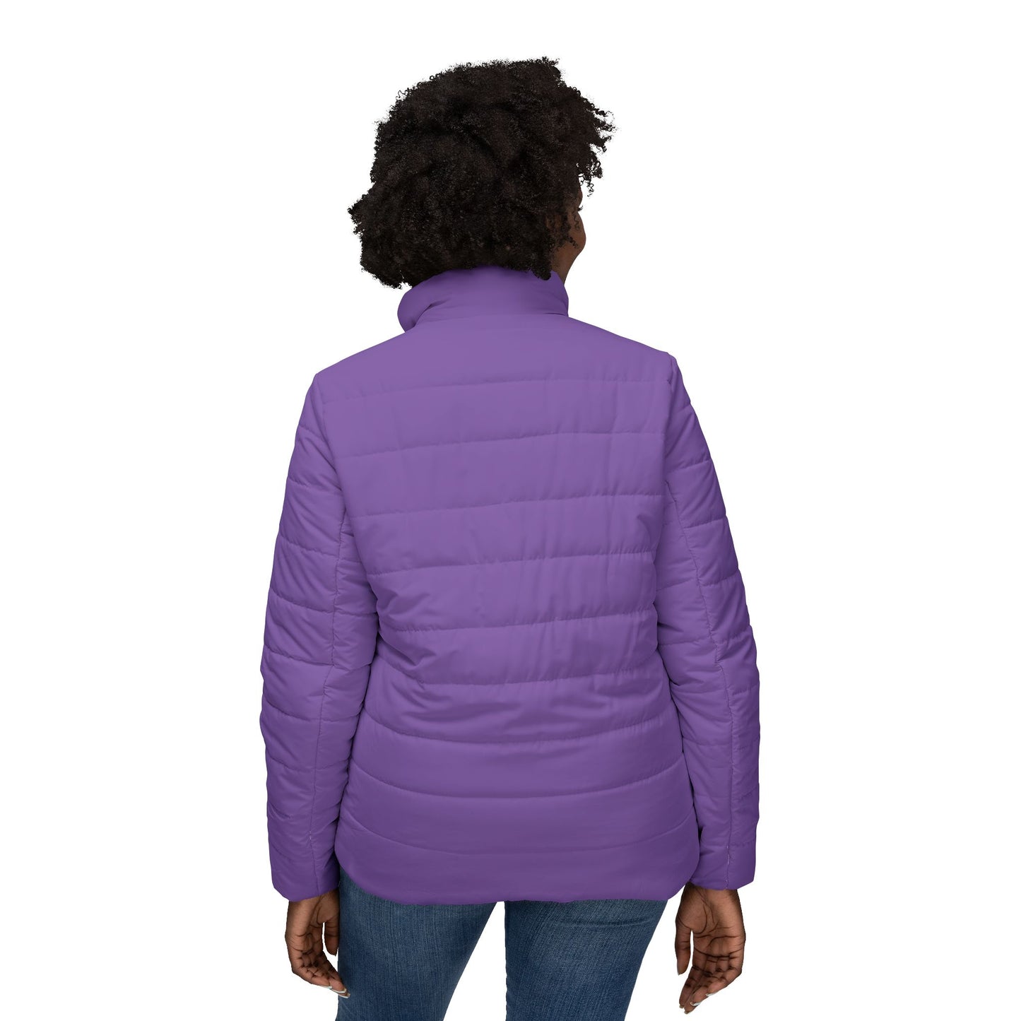 Purple Double Mountain Stylish Women’s Puffer Jacket, Cozy Outerwear for Winter, Perfect Gift for Her, AOP Jacket for Everyday Wear, Warm Fashion Statement