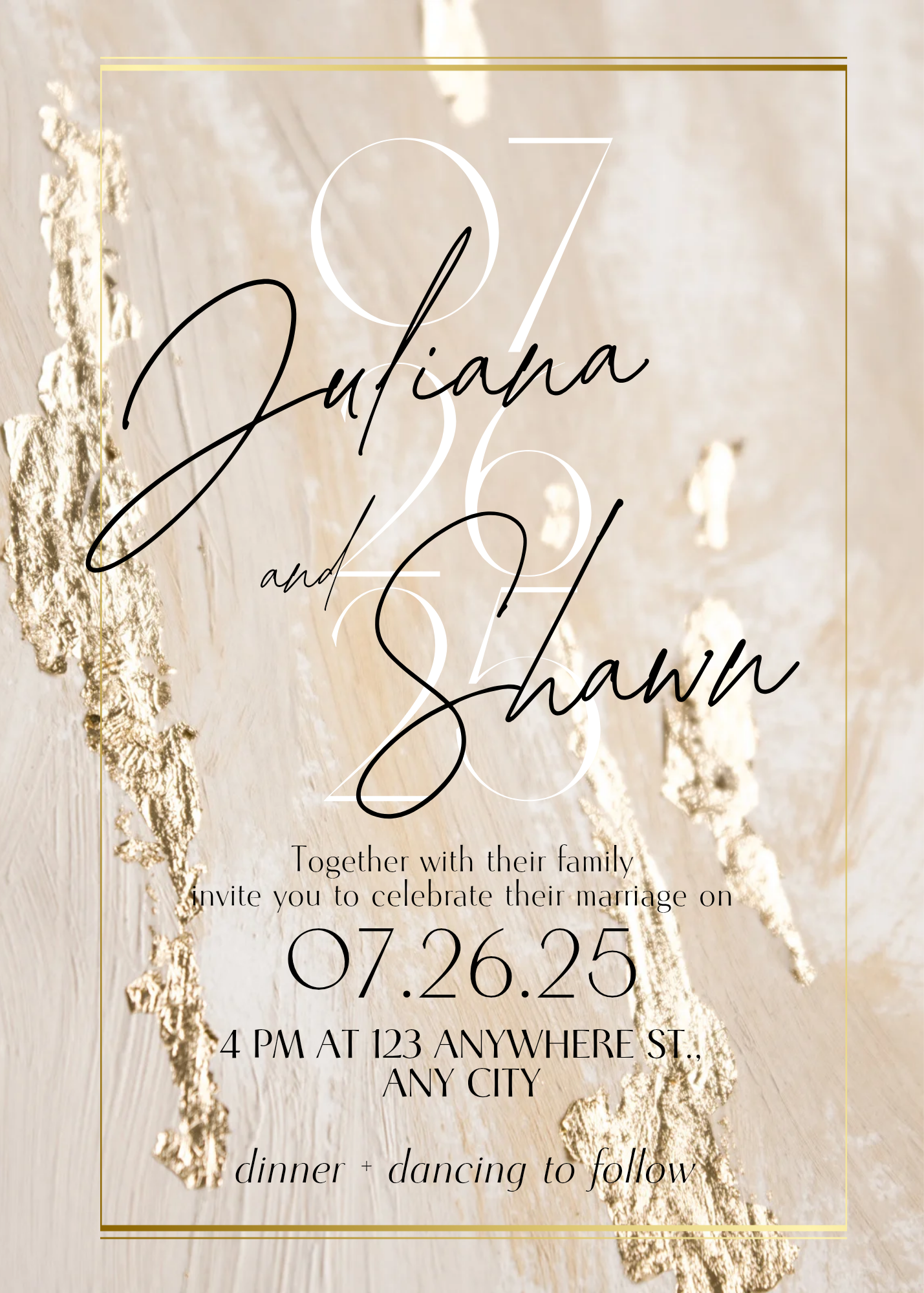 Metallic Stone Wedding Invitation – The Juliana & Shawn