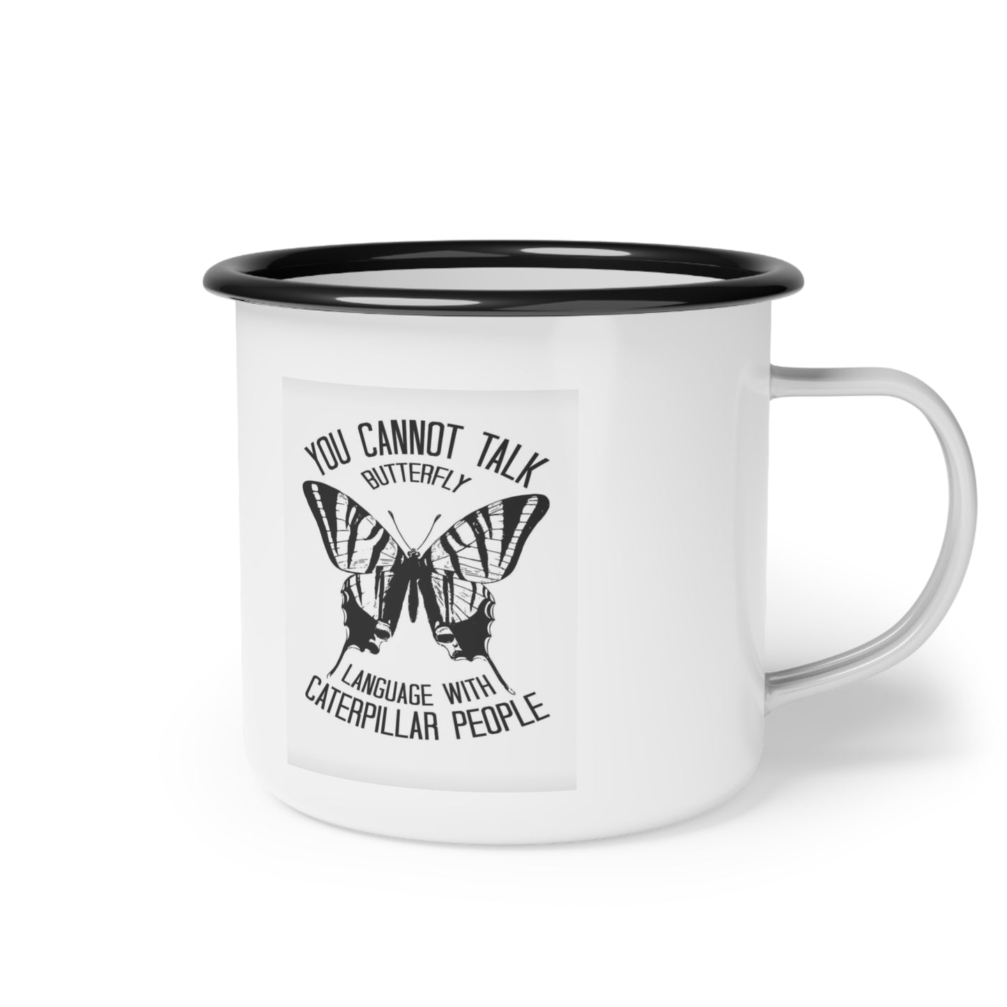 Butterfly -Inspired Enamel Camp Cup - Perfect for Camping, Hiking, or Coffee Lovers, Retro Mug, Outdoors Gift, Unique Collectible