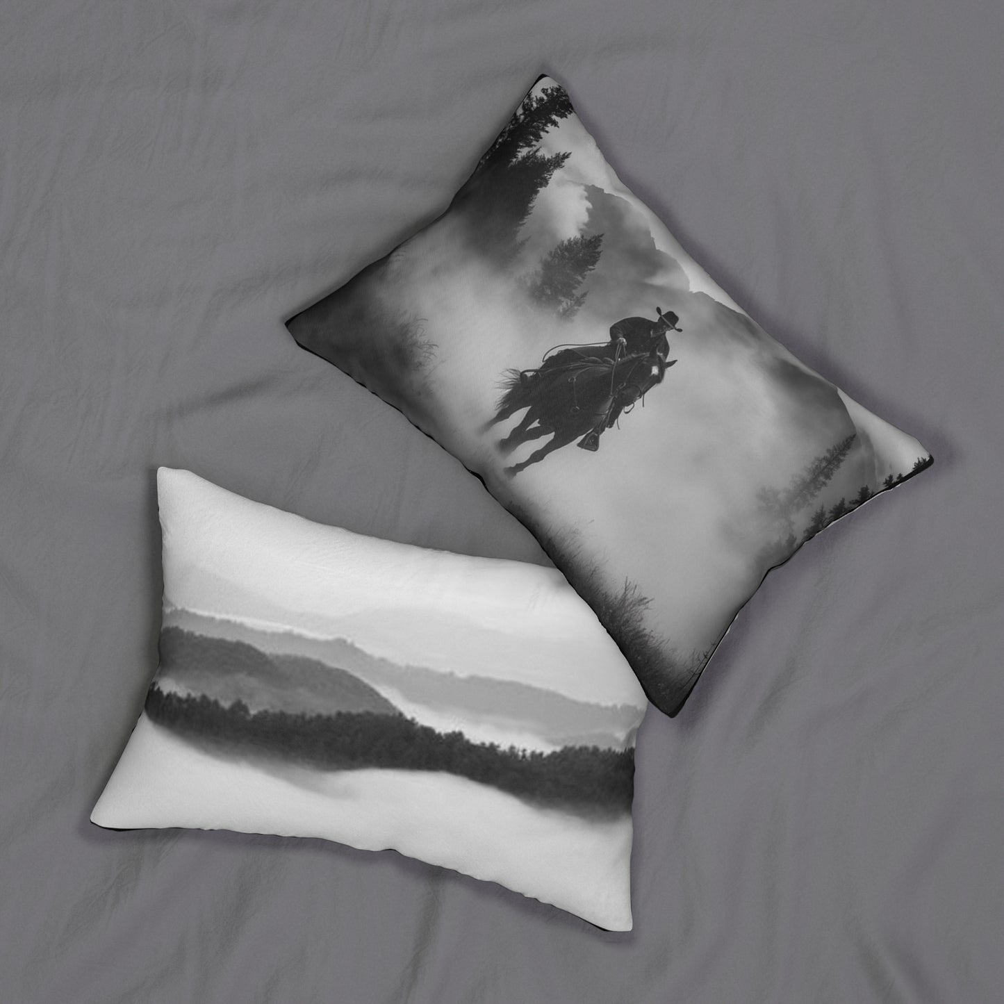 2 In 1 Smokey Mountain Views Lumbar Pillow, Farmhouse Decor, Cozy Home Accent, Unique Gift for Animal Lovers, Boho Cushion