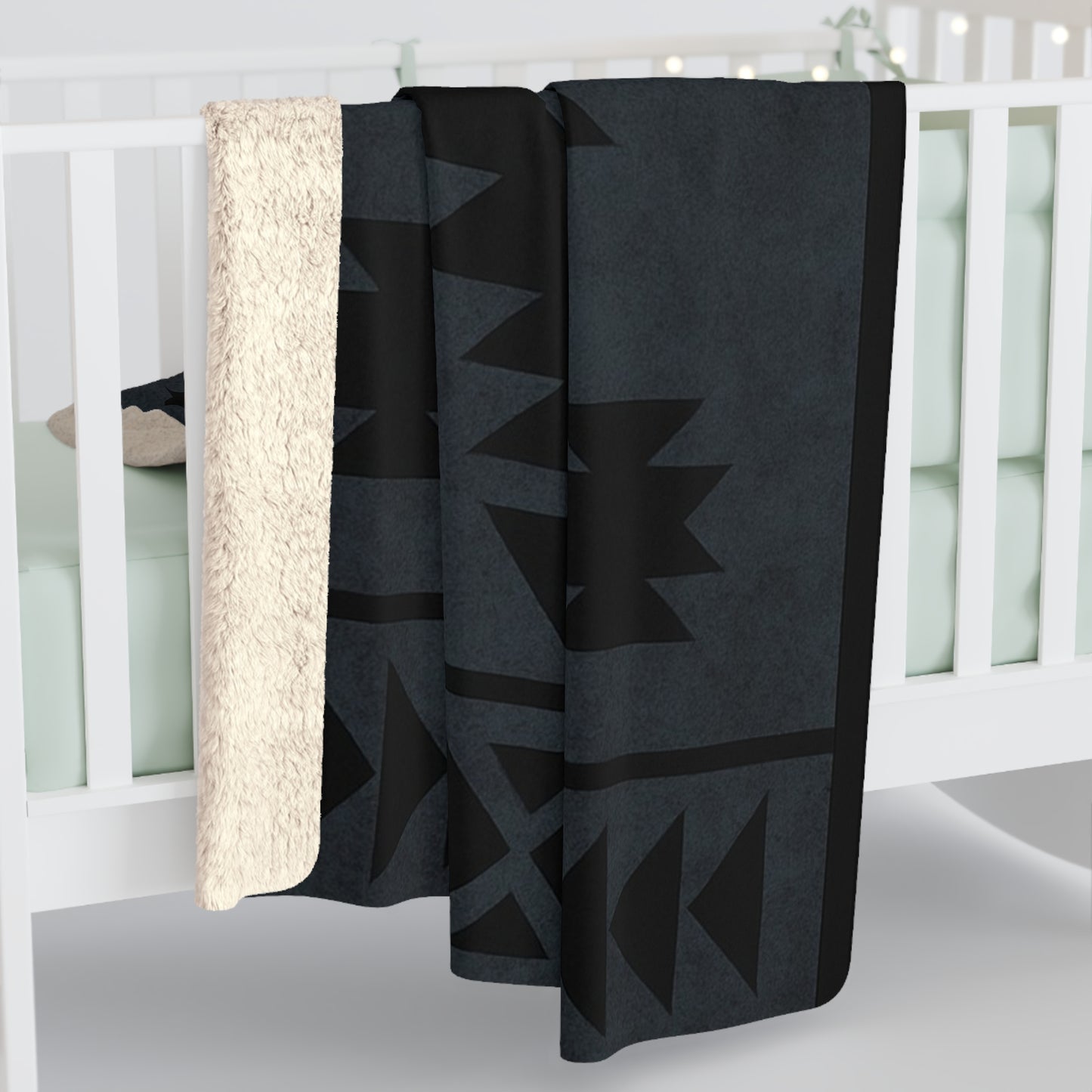 Rodney Sherpa Fleece Blanket - Modern Tribal Design, Perfect for Home Decor, Gift for Him/Her, Winter Warmth, Beach Blanket