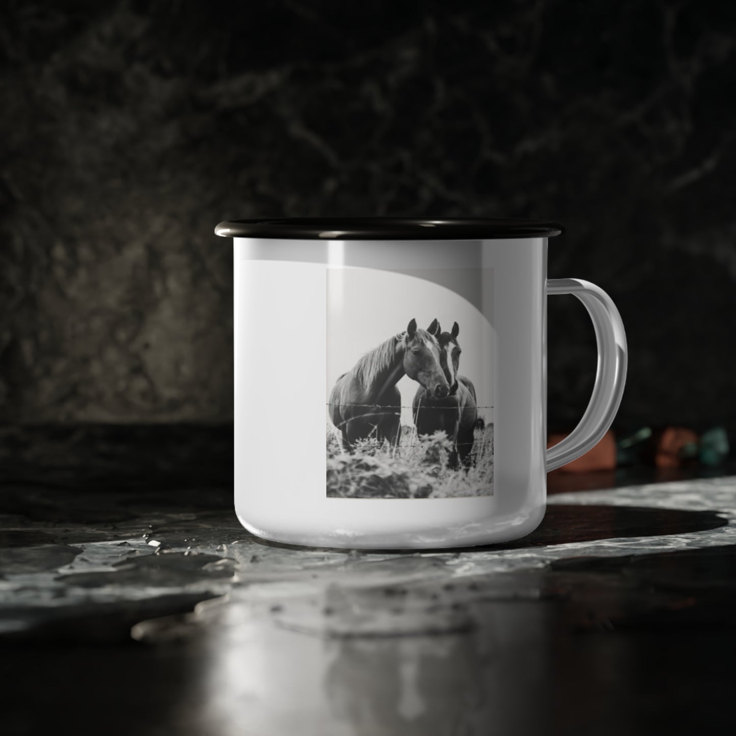 Rustic Horse Enamel Camp Cup, Perfect for Outdoors, Farmhouse Decor, Camping, Horse Lovers, Gift for Cowgirls and Cowboys