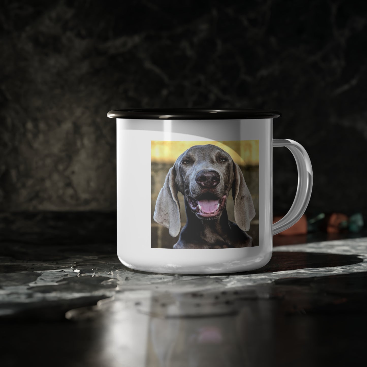 Personalized Dog Camp Mug, Enamel Camp Cup for Dog Lovers, Outdoor Coffee Cup, Pet Gift, Camping Gear, Animal Lover's Mug