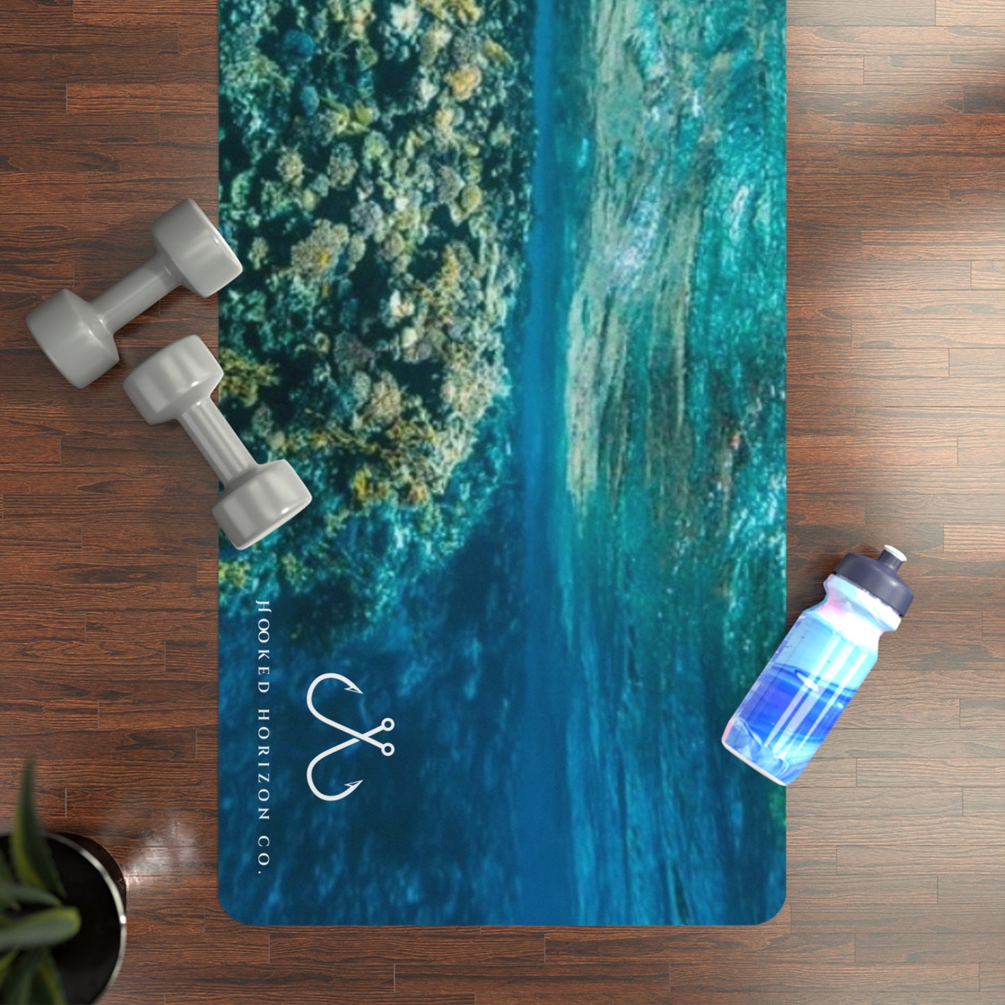Blue & Green Ocean-Inspired Rubber Yoga Mat for Mindfulness, Fitness, Eco-Friendly Exercise, Home Workouts, Gift for Yogis