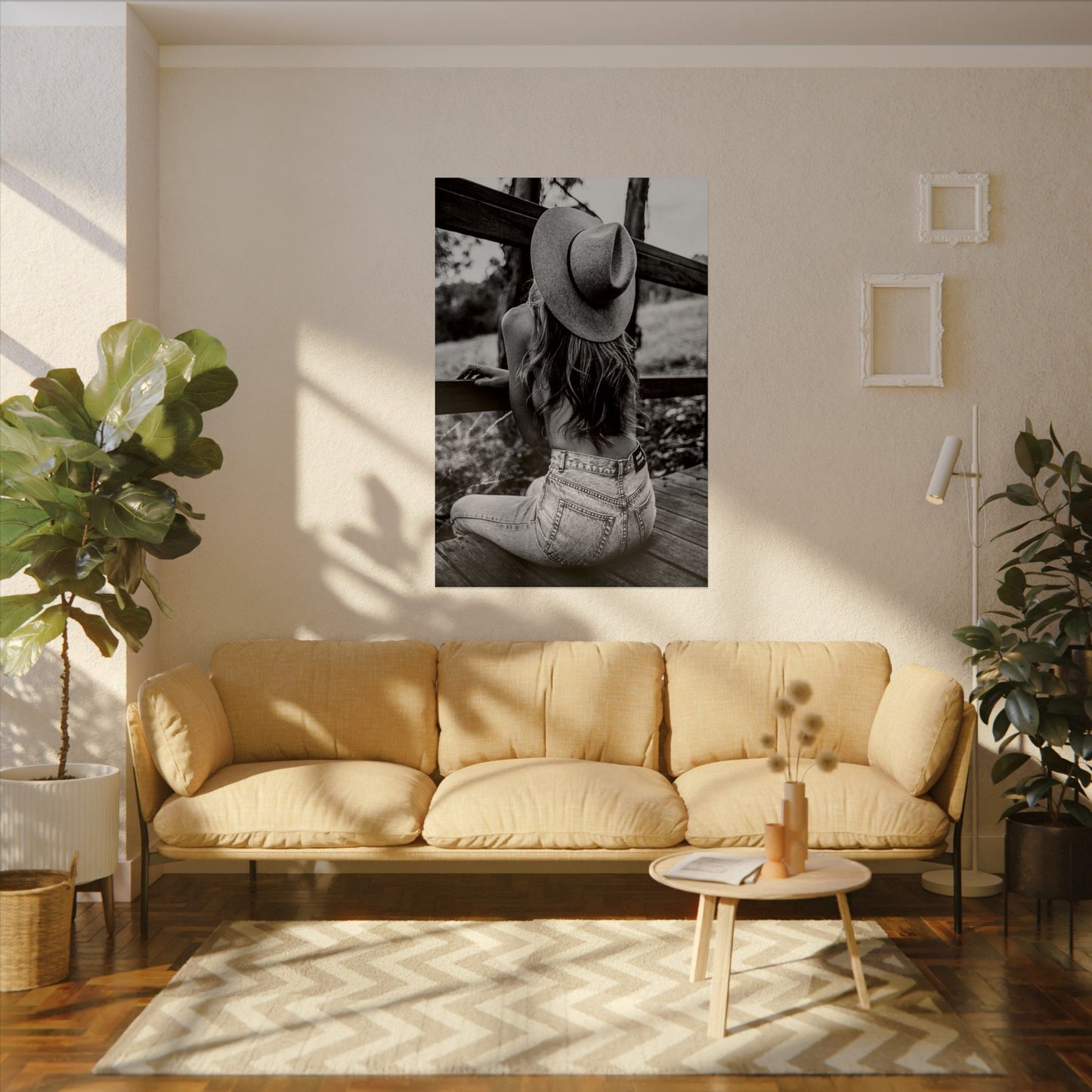 Babys Got Her Blue Jeans On – Western Textured Watercolor Matte Posters