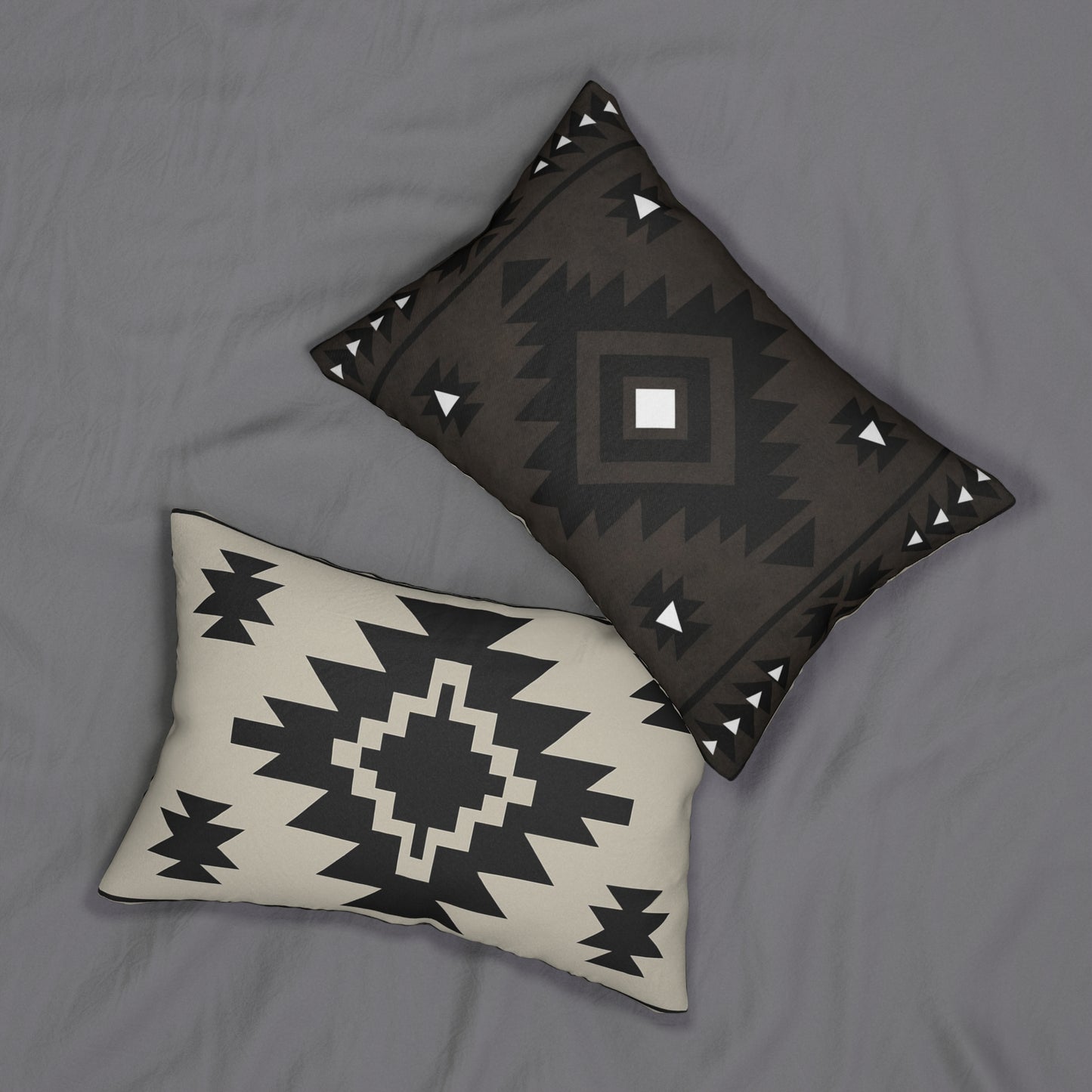 2 In 1 Black & Tan, Black & Brown Western Pattern Lumbar Pillow, Farmhouse Decor, Cozy Home Accent, Unique Gift for Animal Lovers, Boho Cushion