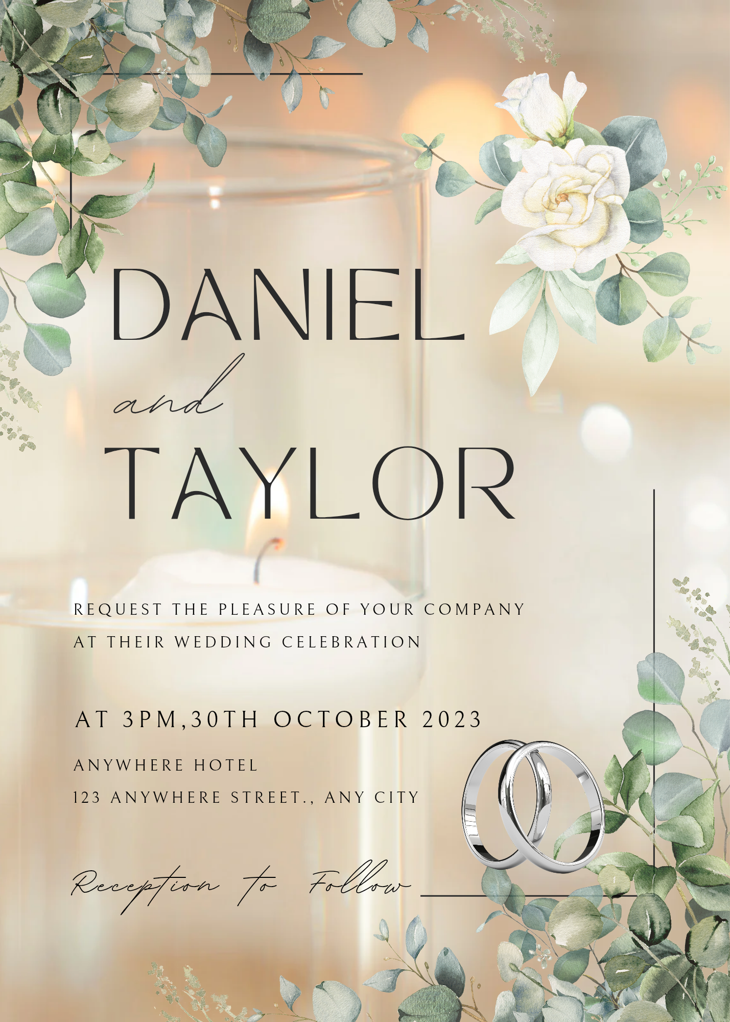 Candle Lit Wedding Invitation – The Daniel & Taylor