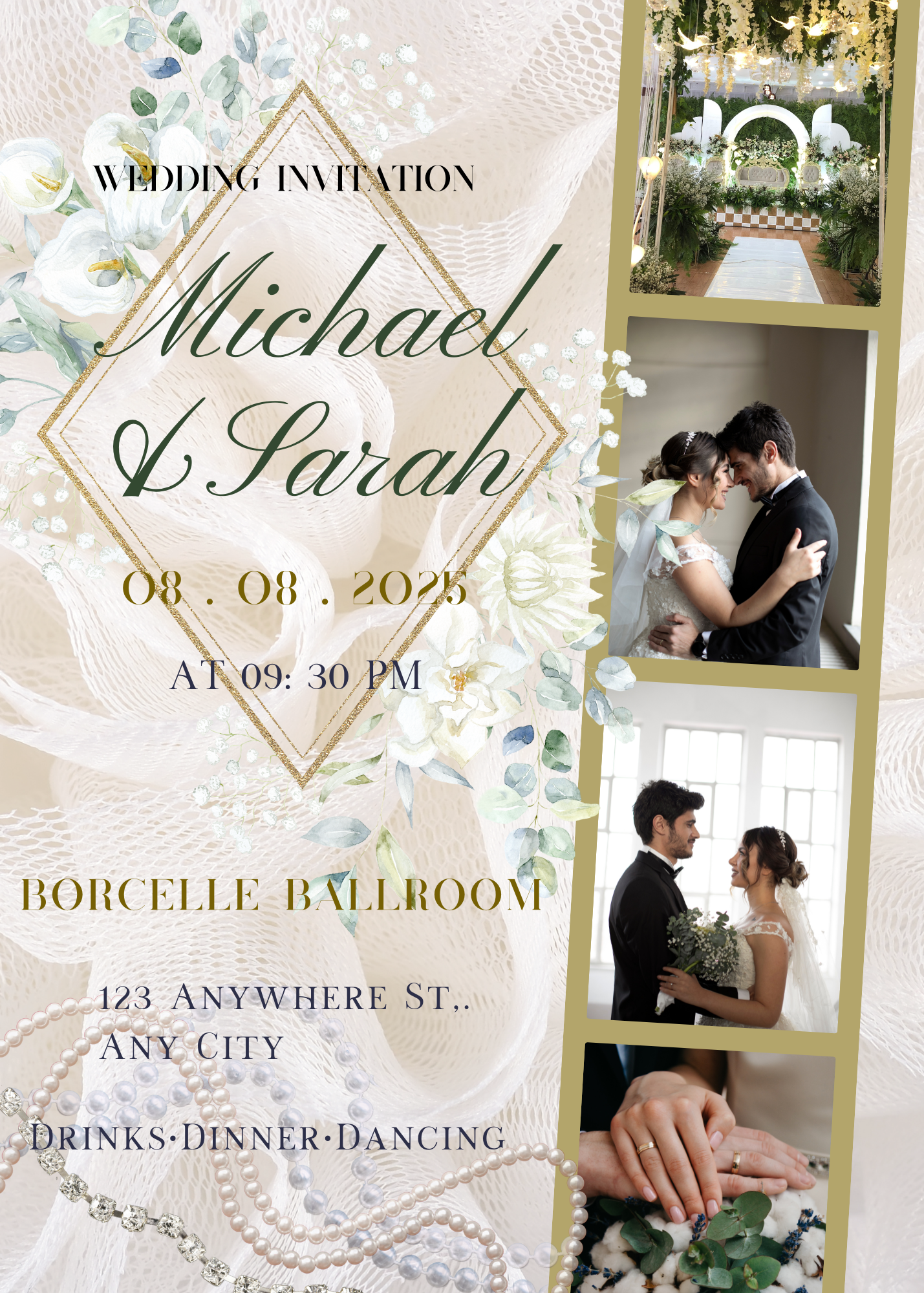 Floral Film Strip Wedding Invitation – The Michael & Sarah