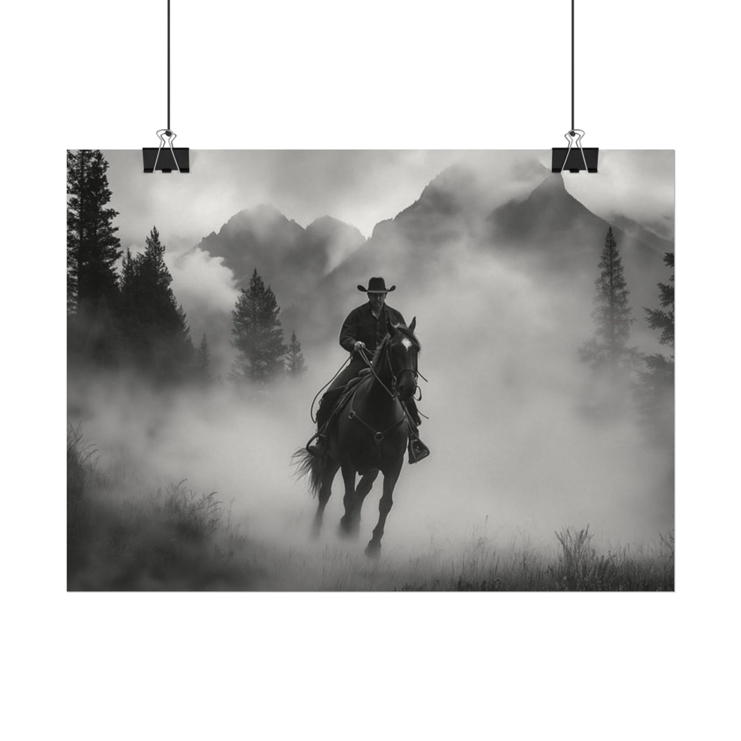 Storm Rider– Western Textured Watercolor Matte Posters