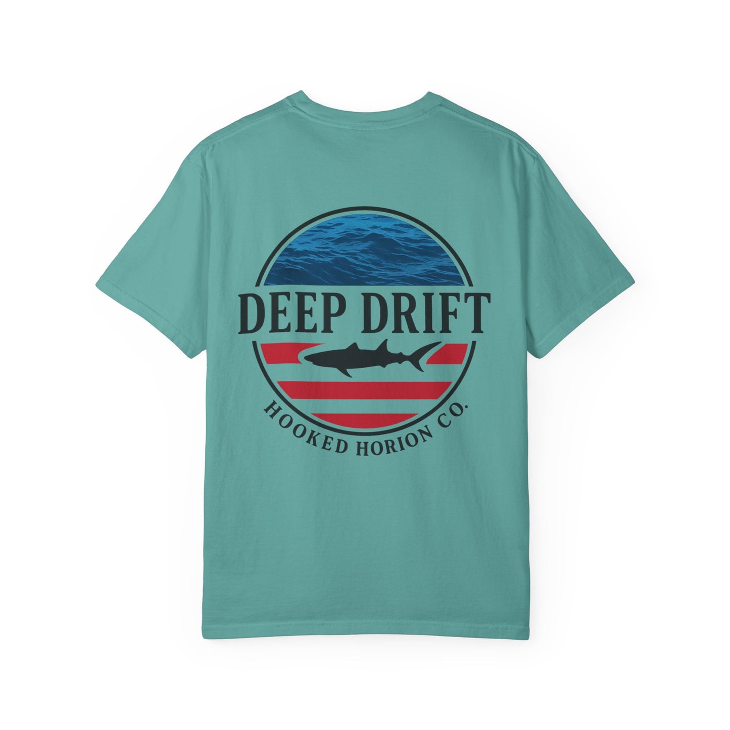 USA Deep Drift Fishing T-Shirt - RED, WHITE & BLUE Fishing Tee for Angler Lovers, Shark Lovers, Ocean Tee