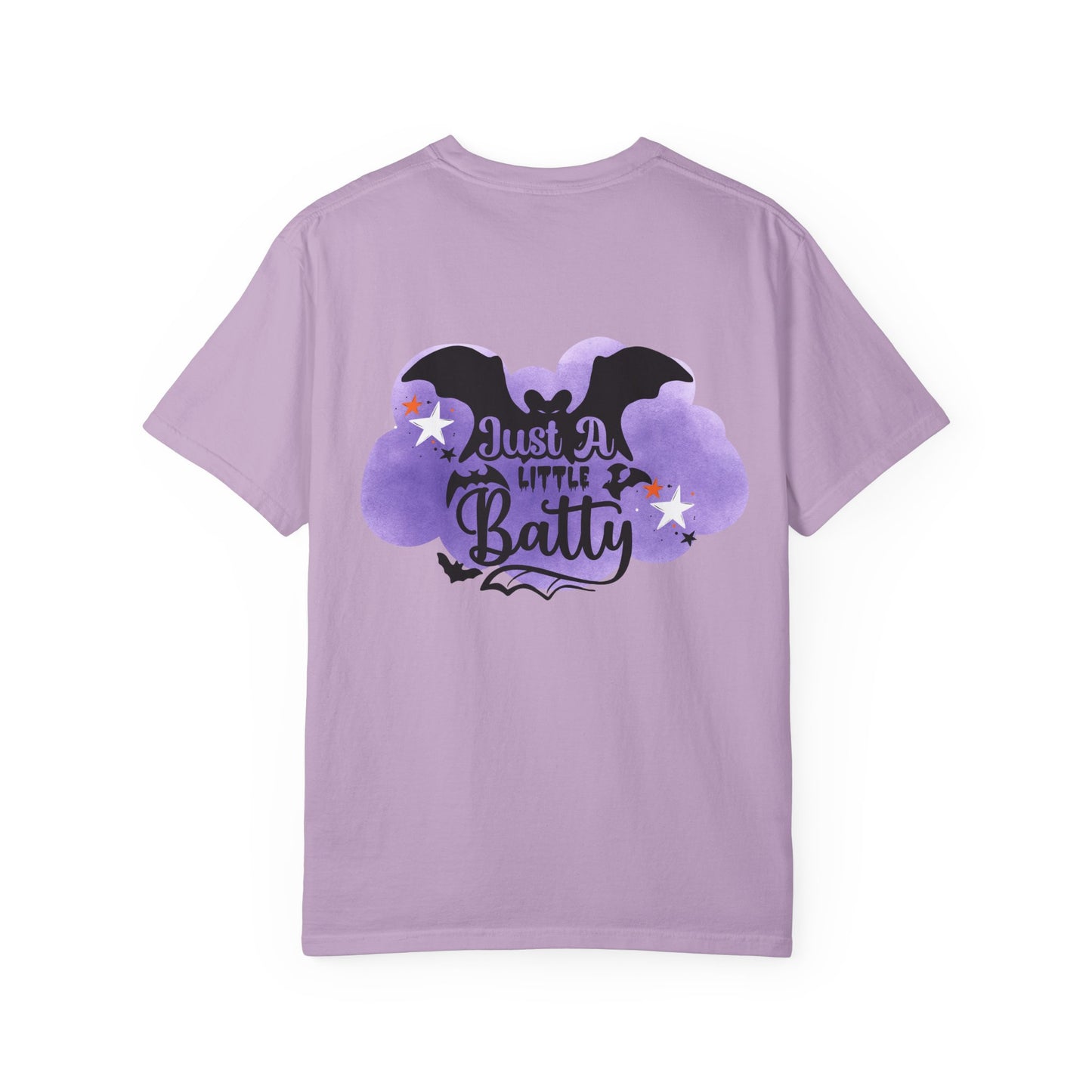 Just a Little Batty Halloween Tee Unisex Garment-Dyed T-shirt, Black & White, Vintage Western, Western lover gifts