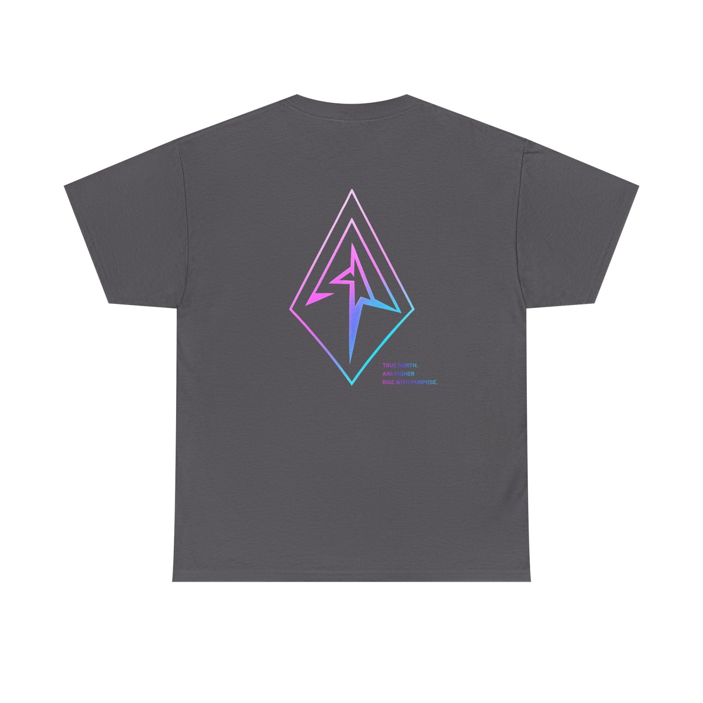 Arrow Ridge Gradient Tee — Minimal Origami Logo T-Shirt with Pastel Holographic Design
