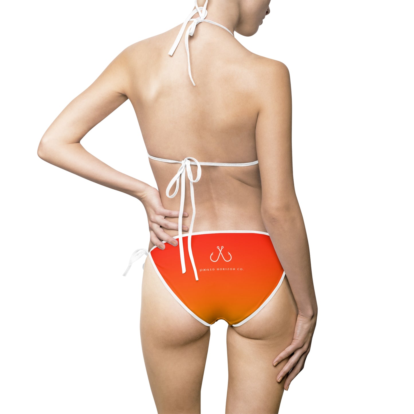 Redish Orange To Yellow Ombre Women’s Bikini Swimsuit, Summer Beachwear, Swimwear for Vacations, Pool Parties, Tropical Getaways