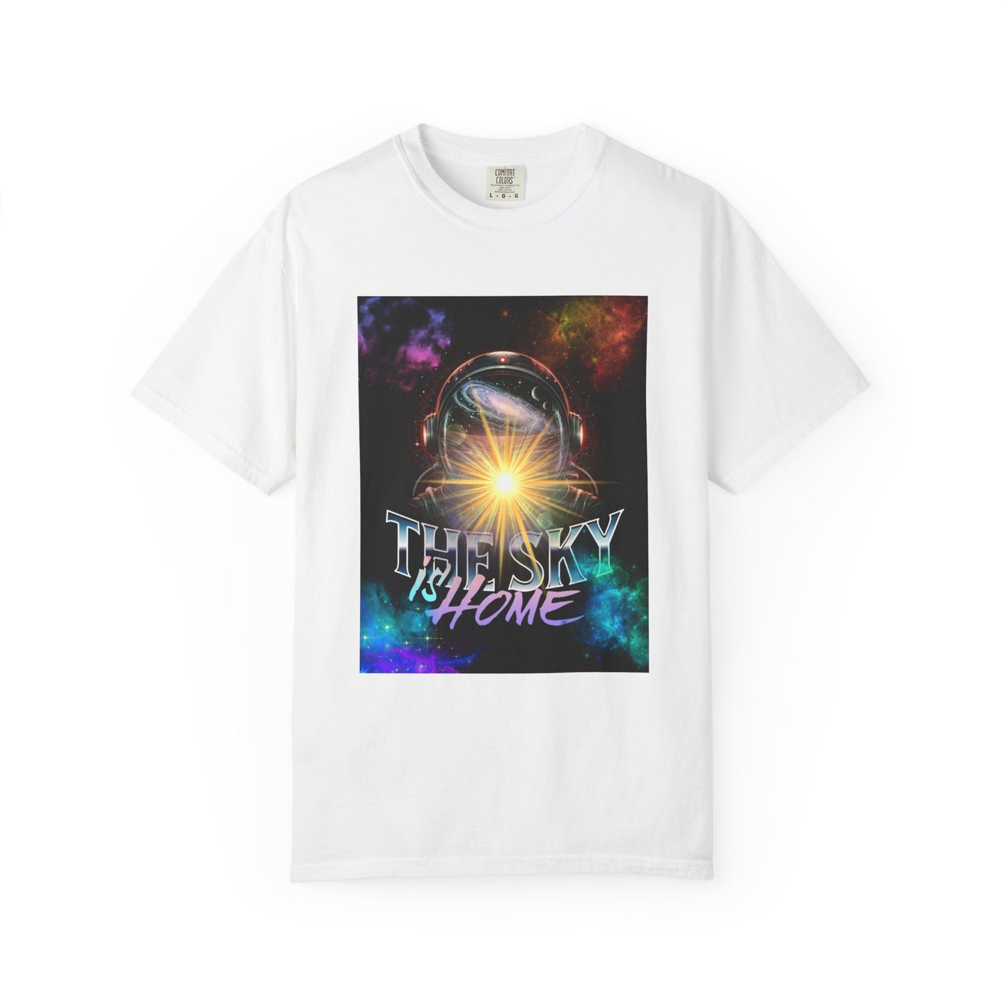 Cosmic Vibe T-Shirt: The Sky is Home Unisex Garment-Dyed Tee, Cute Graphic Shirt, Space Lover Gift, Casual Wear, Art Tee