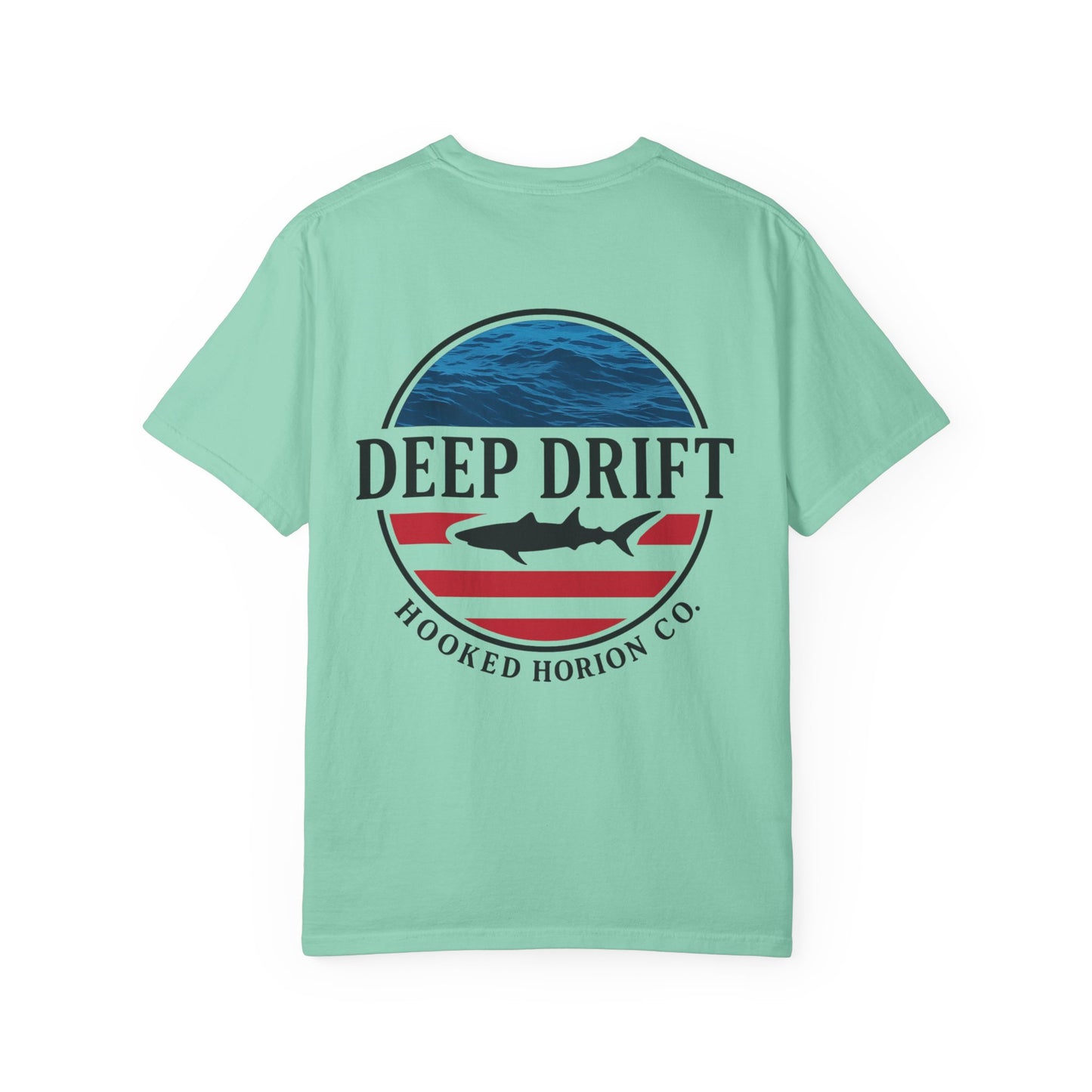 USA Deep Drift Fishing T-Shirt - RED, WHITE & BLUE Fishing Tee for Angler Lovers, Shark Lovers, Ocean Tee