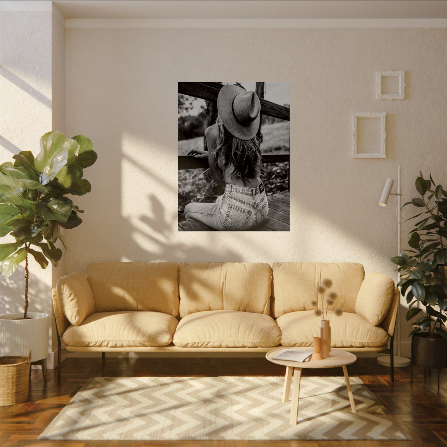 Babys Got Her Blue Jeans On – Western Textured Watercolor Matte Posters