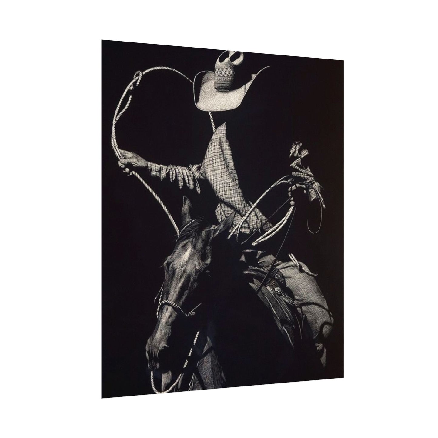 Cattle Chasers – Western Textured Watercolor Matte Posters