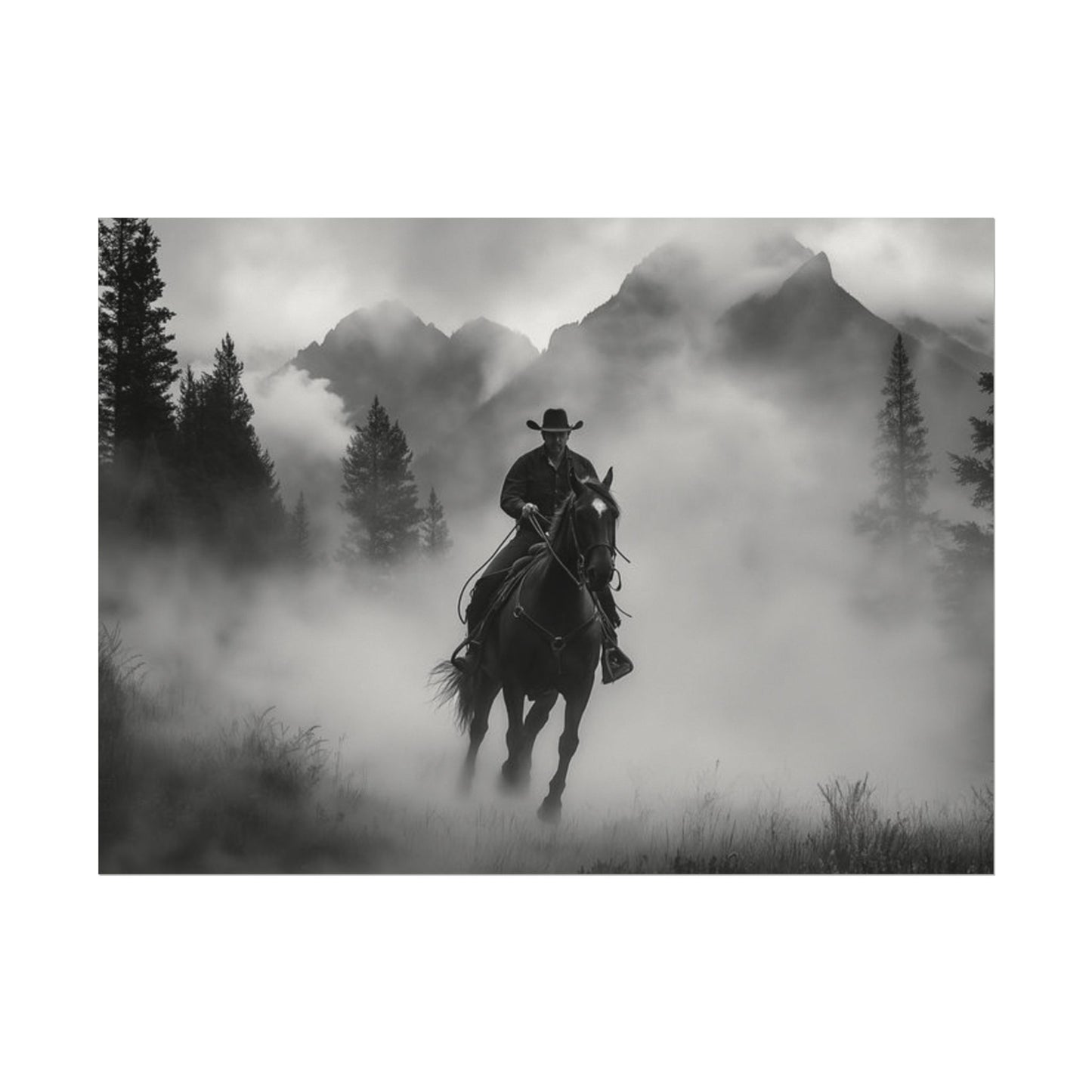 Storm Rider– Western Textured Watercolor Matte Posters