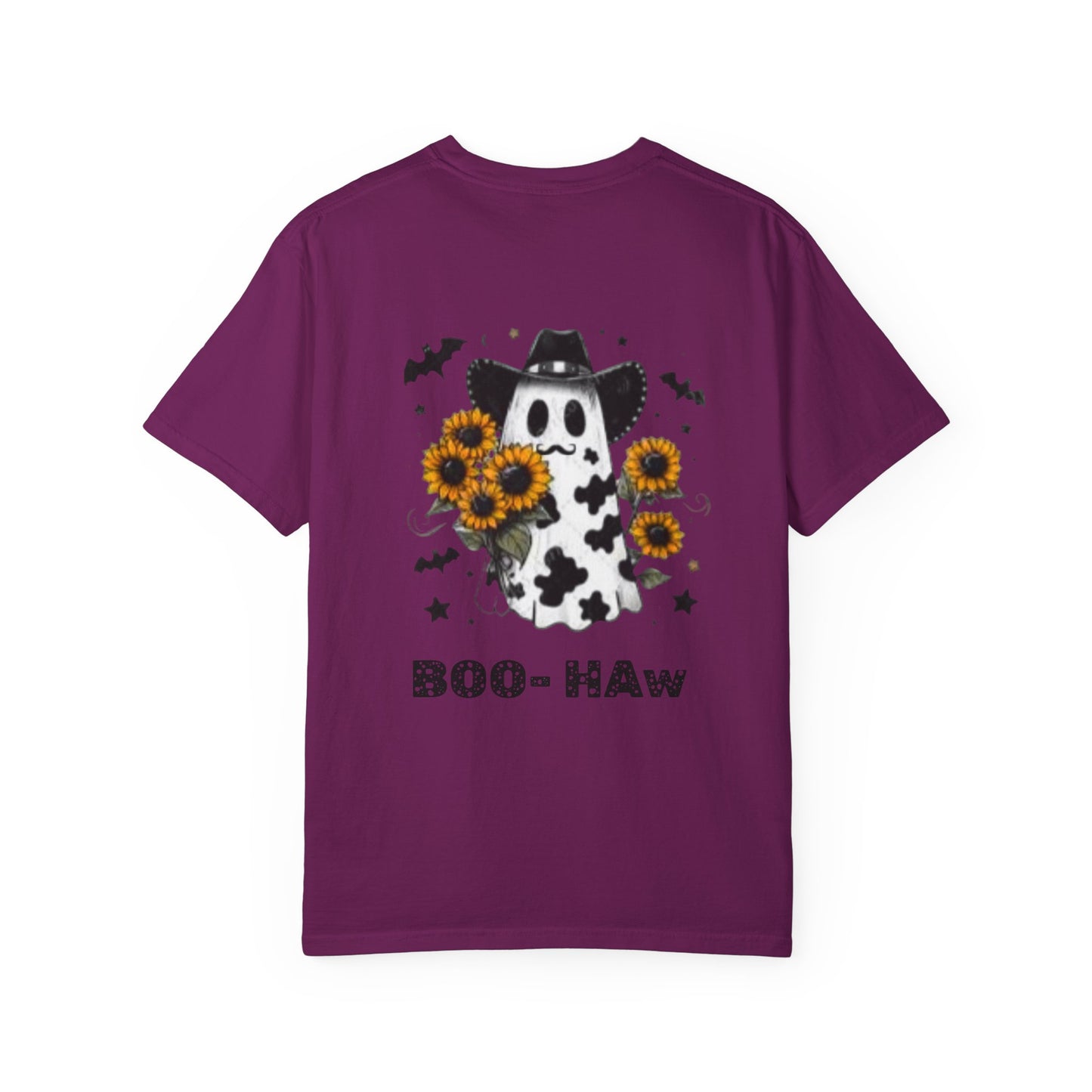 Boo- Haw Ghost Flower Tee Unisex Garment-Dyed T-shirt, Black & White, Vintage Western, Western lover gifts