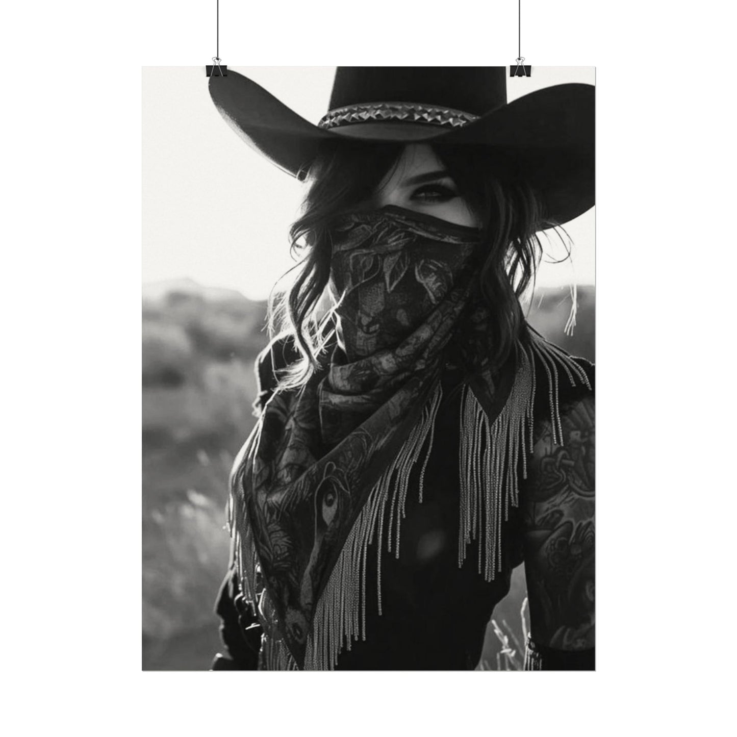 She Rode Alone— Western Outlaw Textured Watercolor Matte Posters