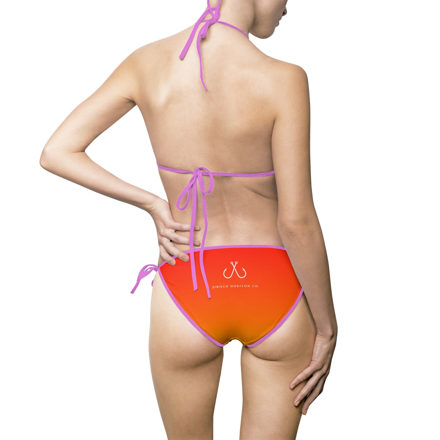 Redish Orange To Yellow Ombre Women’s Bikini Swimsuit, Summer Beachwear, Swimwear for Vacations, Pool Parties, Tropical Getaways