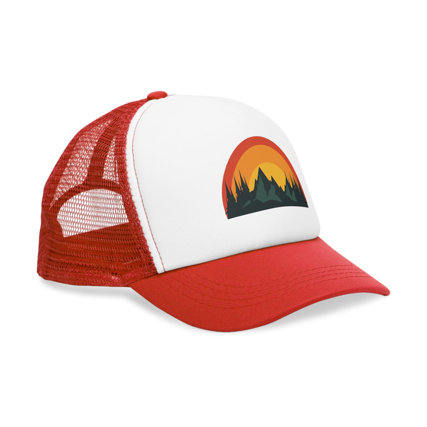 Red Rainbow Trucker Hat, Nature Lovers Adjustable Cap