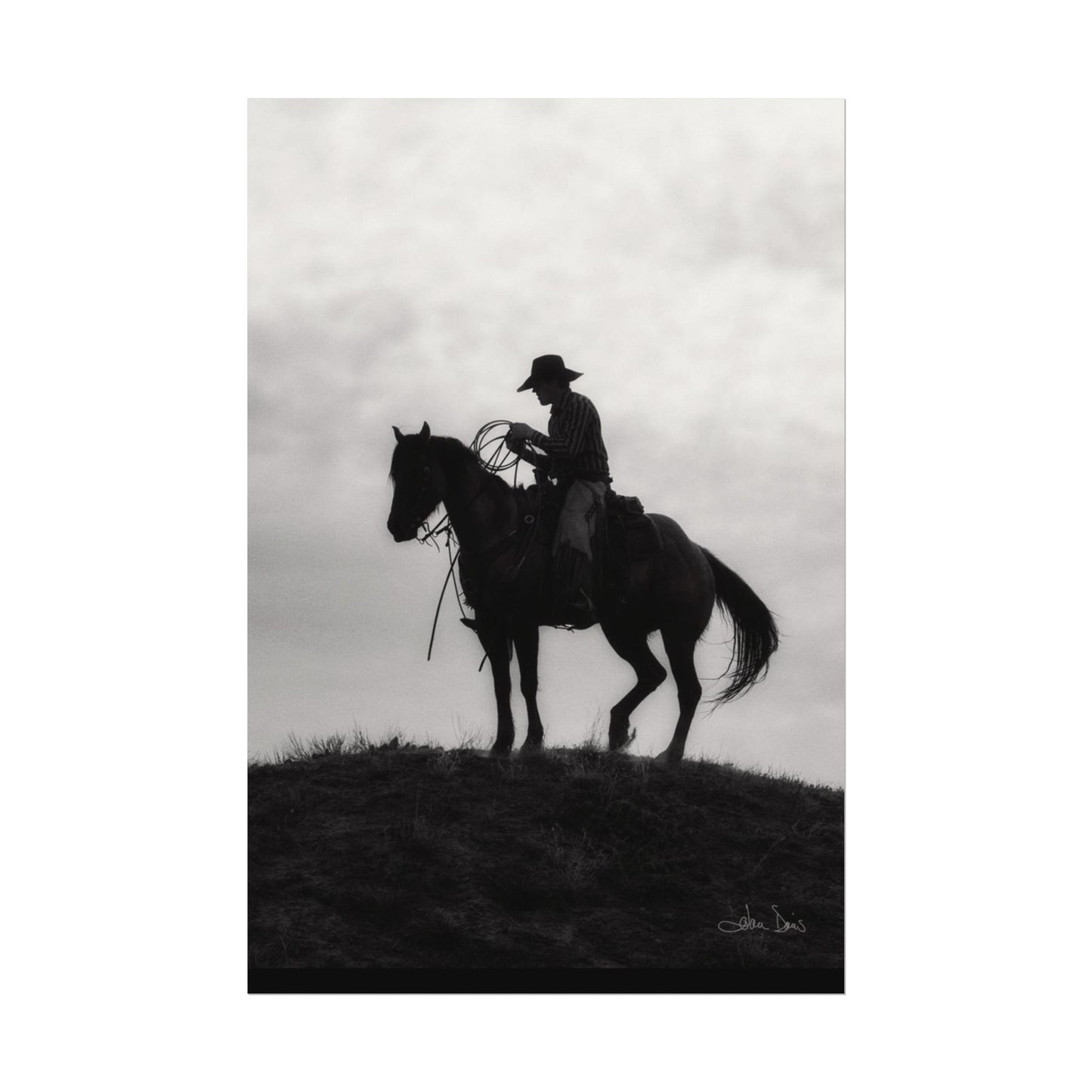 Rider On The Ridge – Western Textured Watercolor Matte Posters