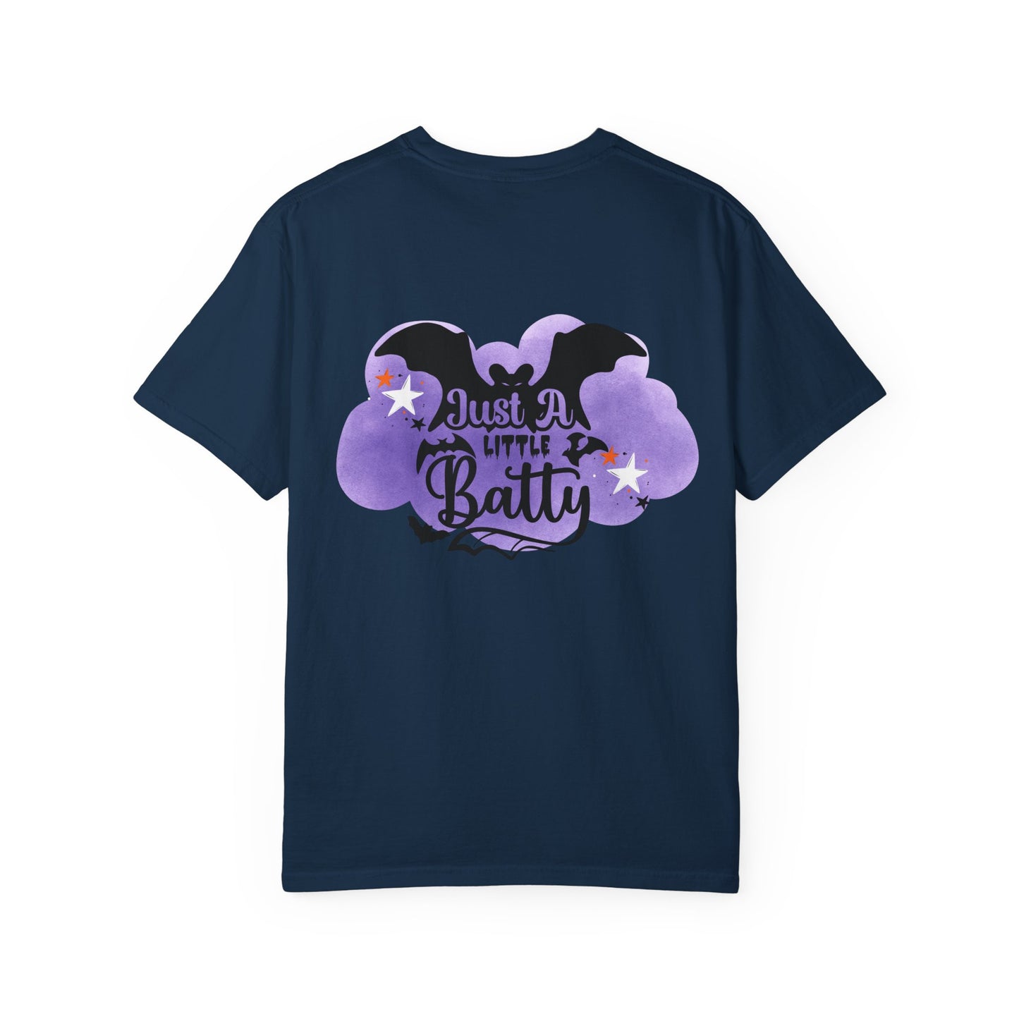Just a Little Batty Halloween Tee Unisex Garment-Dyed T-shirt, Black & White, Vintage Western, Western lover gifts