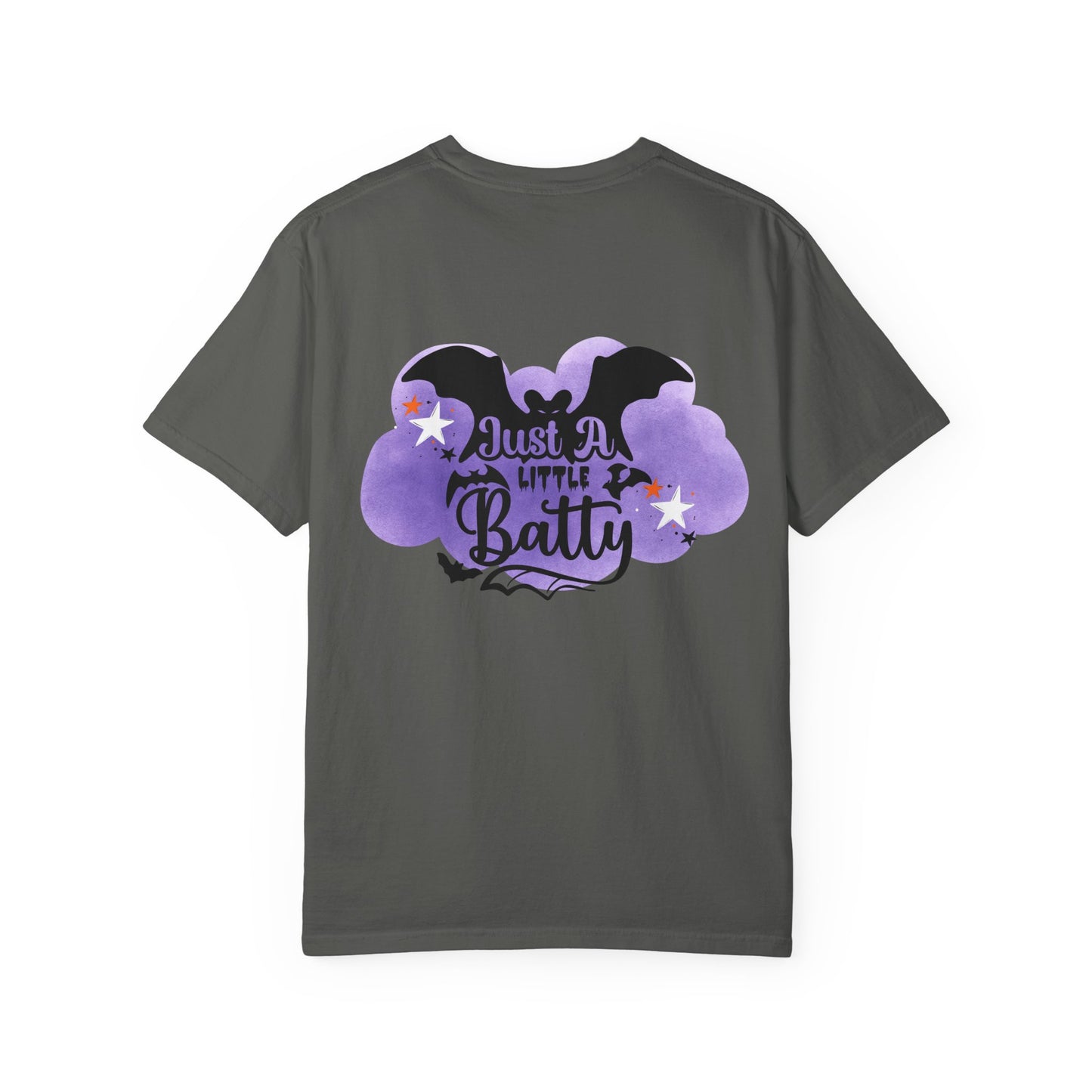 Just a Little Batty Halloween Tee Unisex Garment-Dyed T-shirt, Black & White, Vintage Western, Western lover gifts