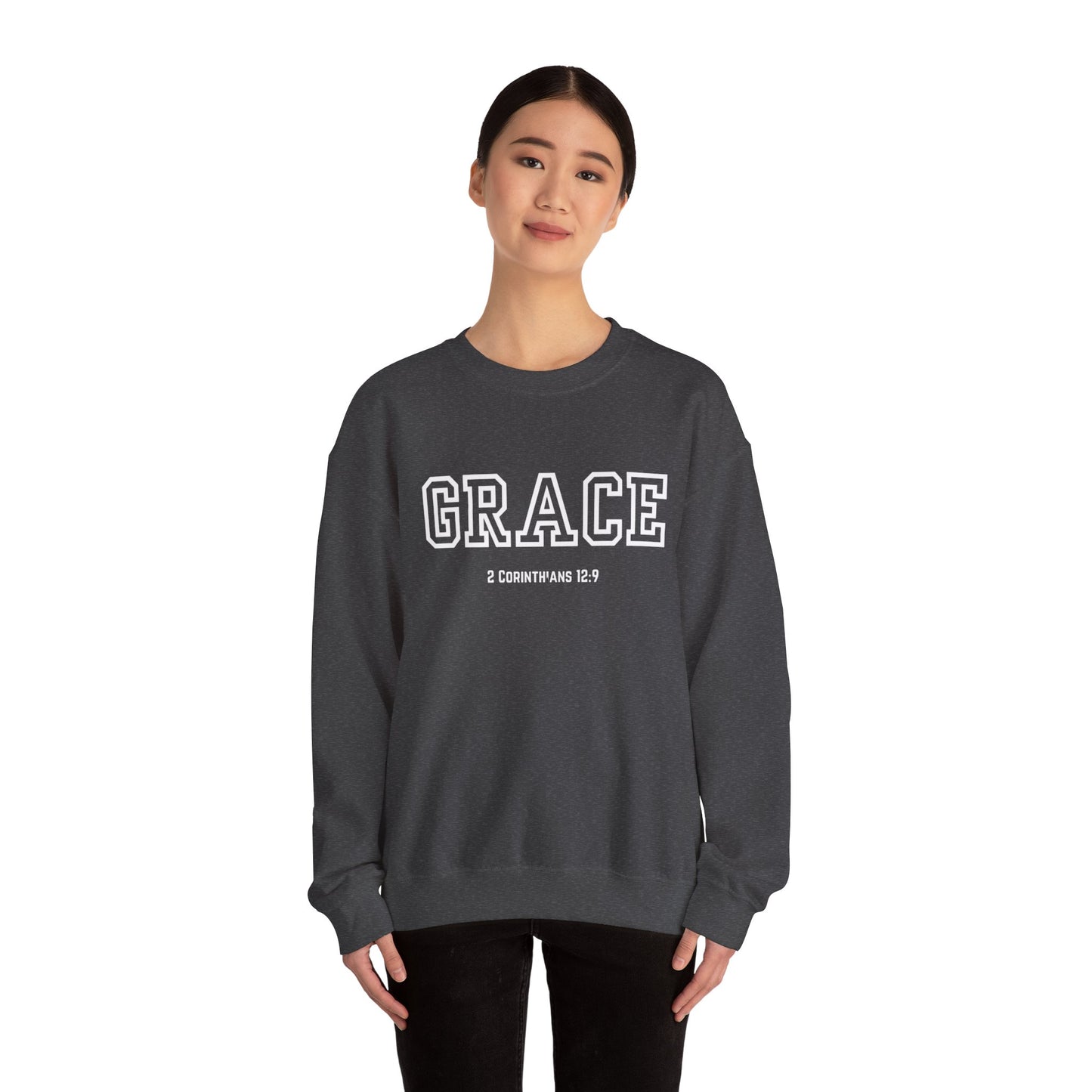 Grace Crewneck Sweatshirt - Comfort in Faith, Unisex Gift, Spiritual Apparel, Inspirational Fashion, Cozy Christian Sweatshirt