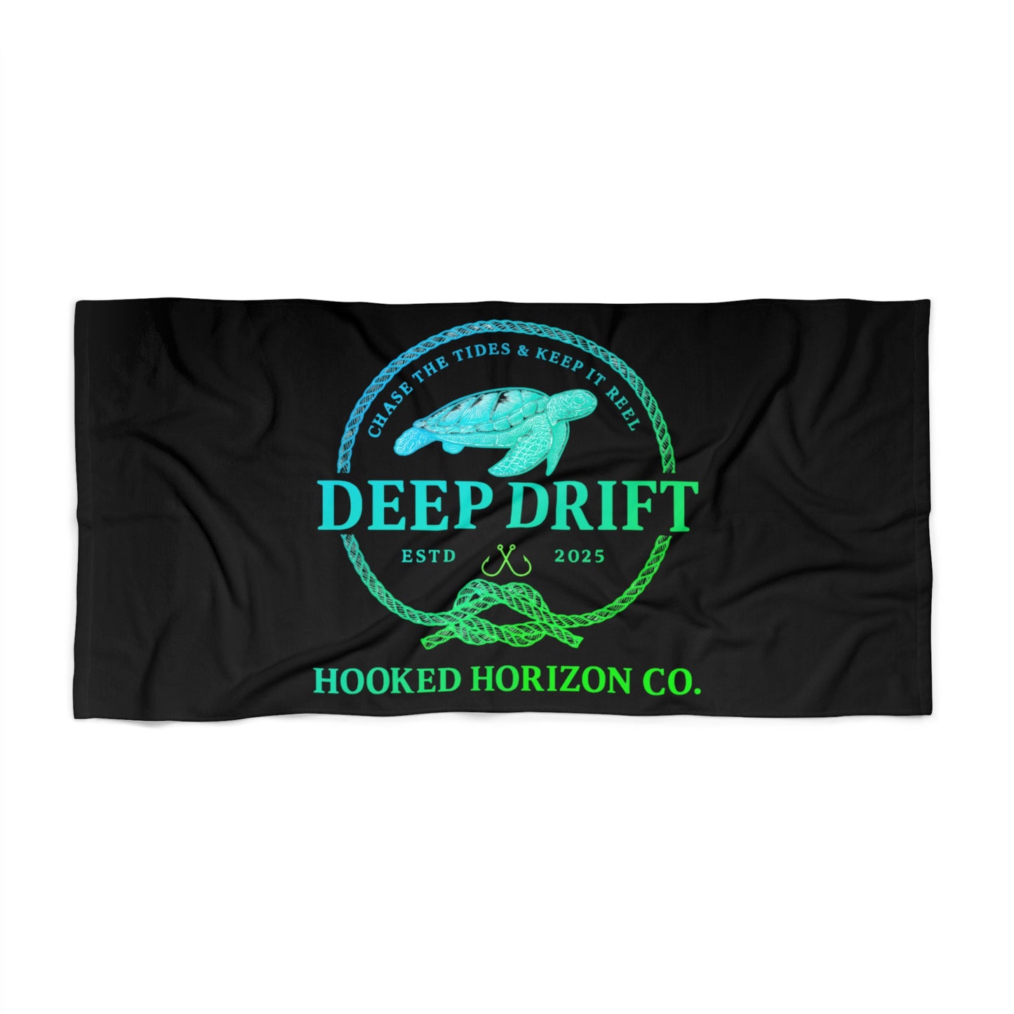 Deep Drift Turtle Hooked Horizon Co. Coastal Vibes Beach Towel - Perfect for Summer, Pool Days, Camping, Beach Parties, Vacation Fun