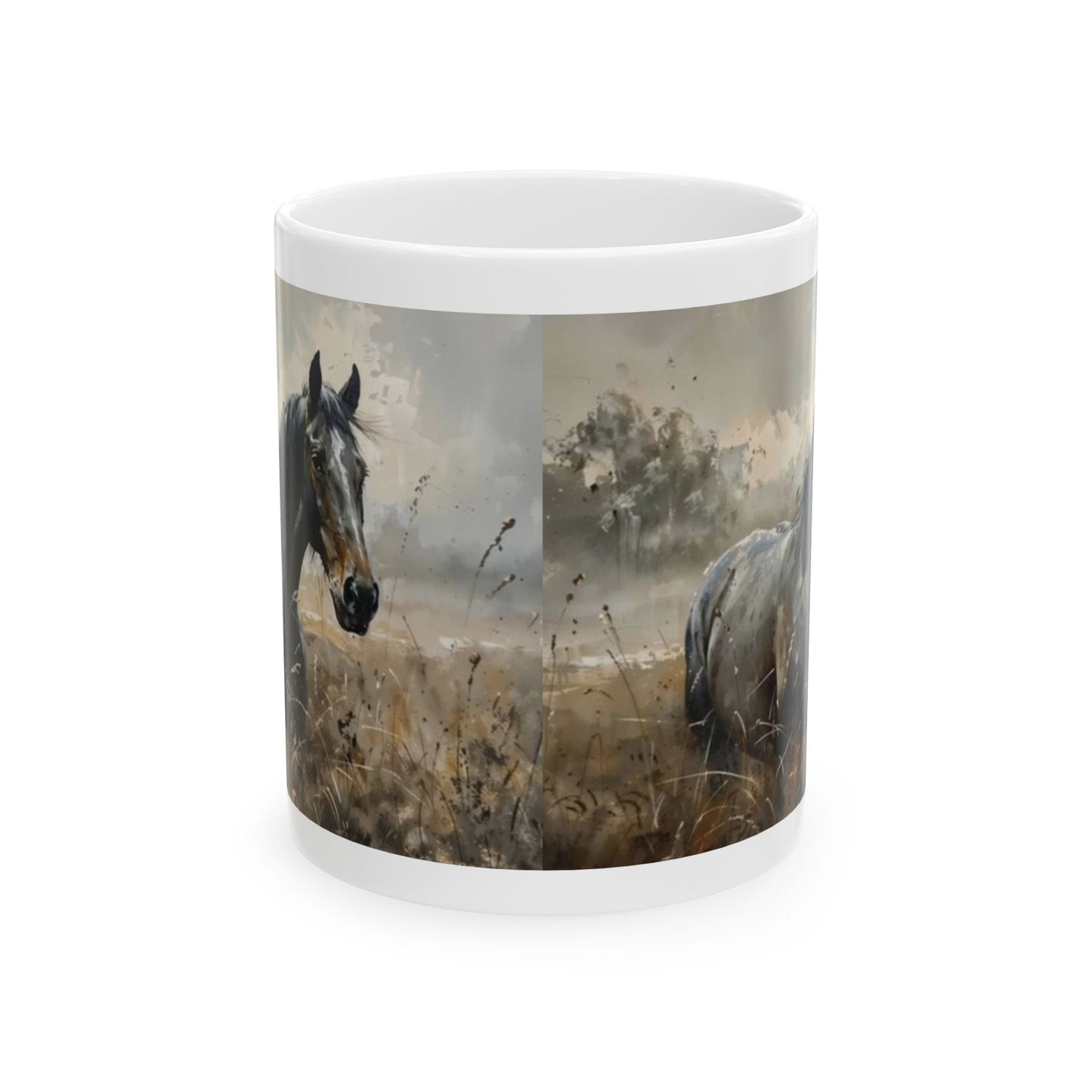 Horse Landscape Ceramic Mug - Perfect for Horse Lovers, Gift for Equestrians, Farmhouse Decor, Rustic Kitchenware, Nature Enthusiasts