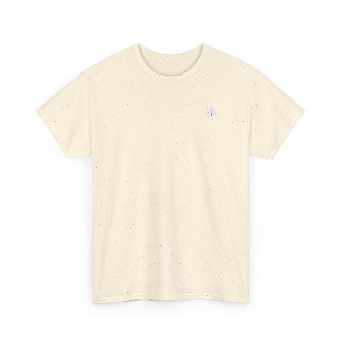 Arrow Ridge Gradient Tee — Minimal Origami Logo T-Shirt with Pastel Holographic Design