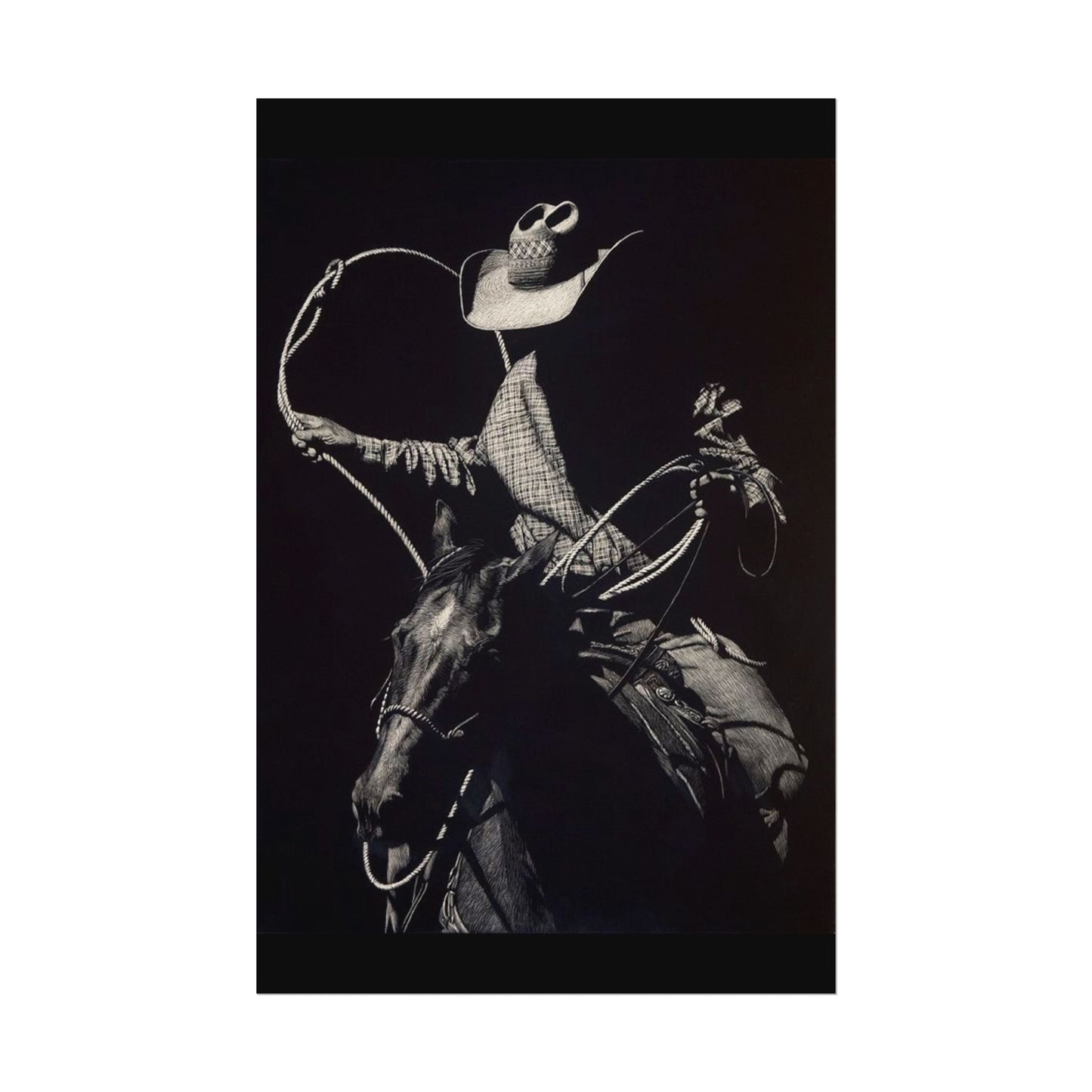 Cattle Chasers – Western Textured Watercolor Matte Posters