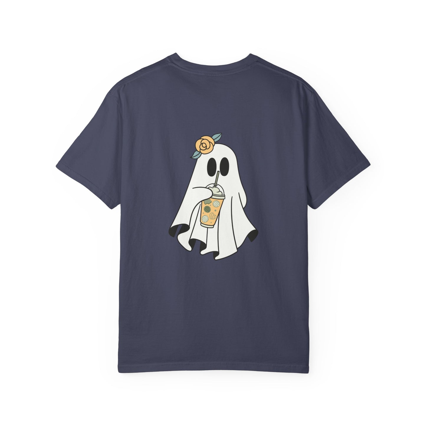 Cute Coffee Ghost Halloween Tee Unisex Garment-Dyed T-shirt, Black & White, Vintage Western, Western lover gifts