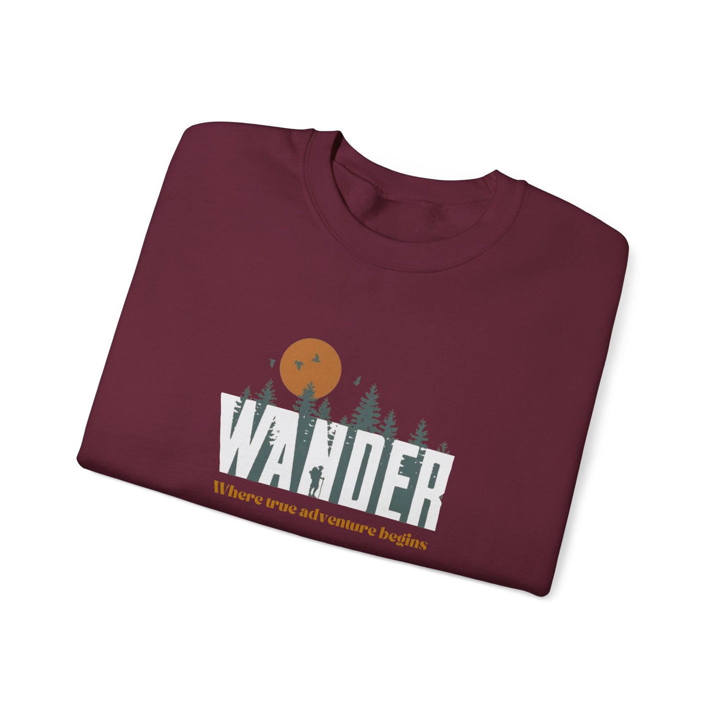 Wander Crewneck Sweatshirt - Cozy Adventure Sweater for Nature Lovers, Perfect for Camping, Travel, Gifts